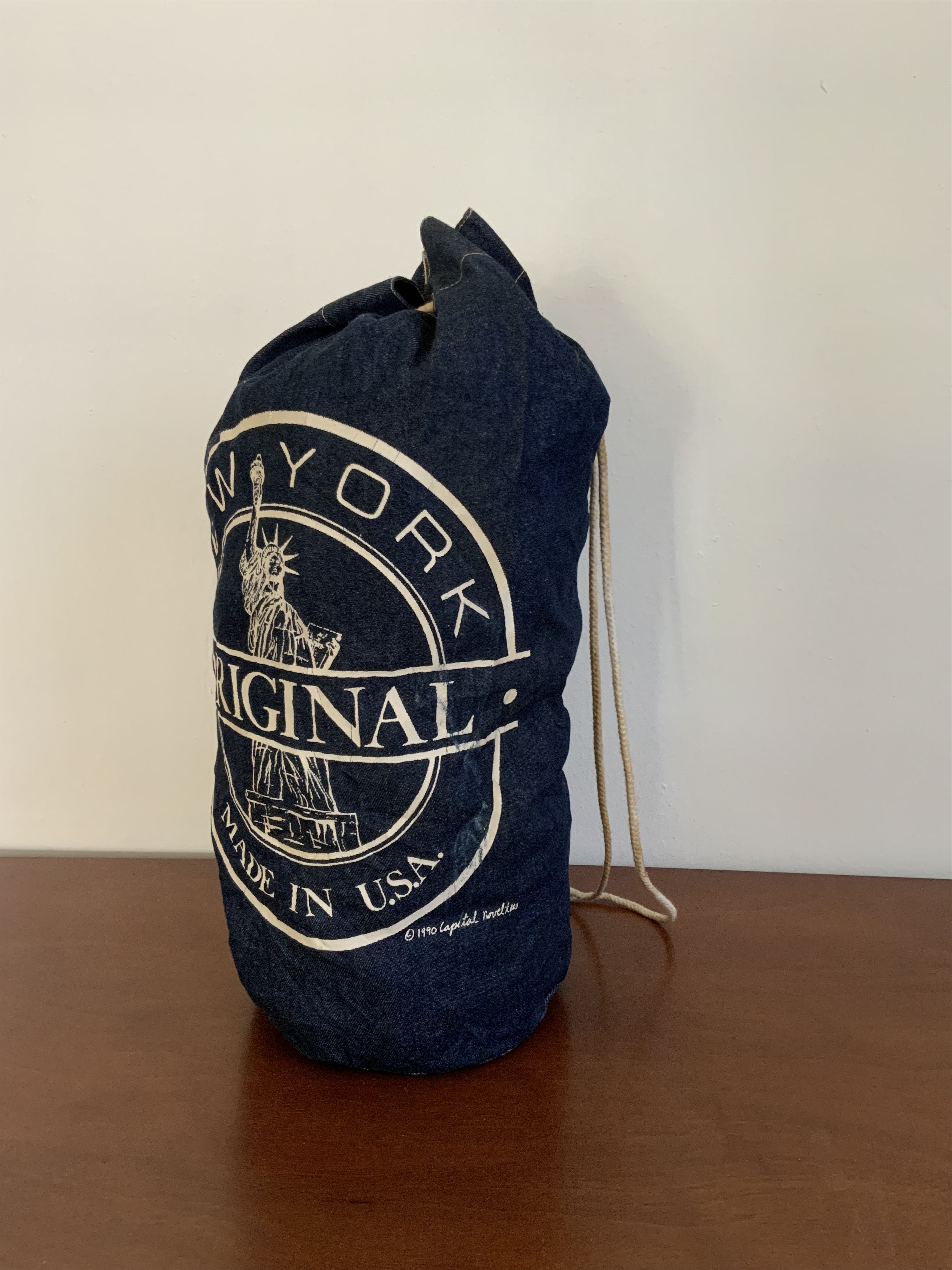 Japanese Brand Vintage 90s New York Capital Denim Bagpack Size ONE SIZE - 2 Thumbnail