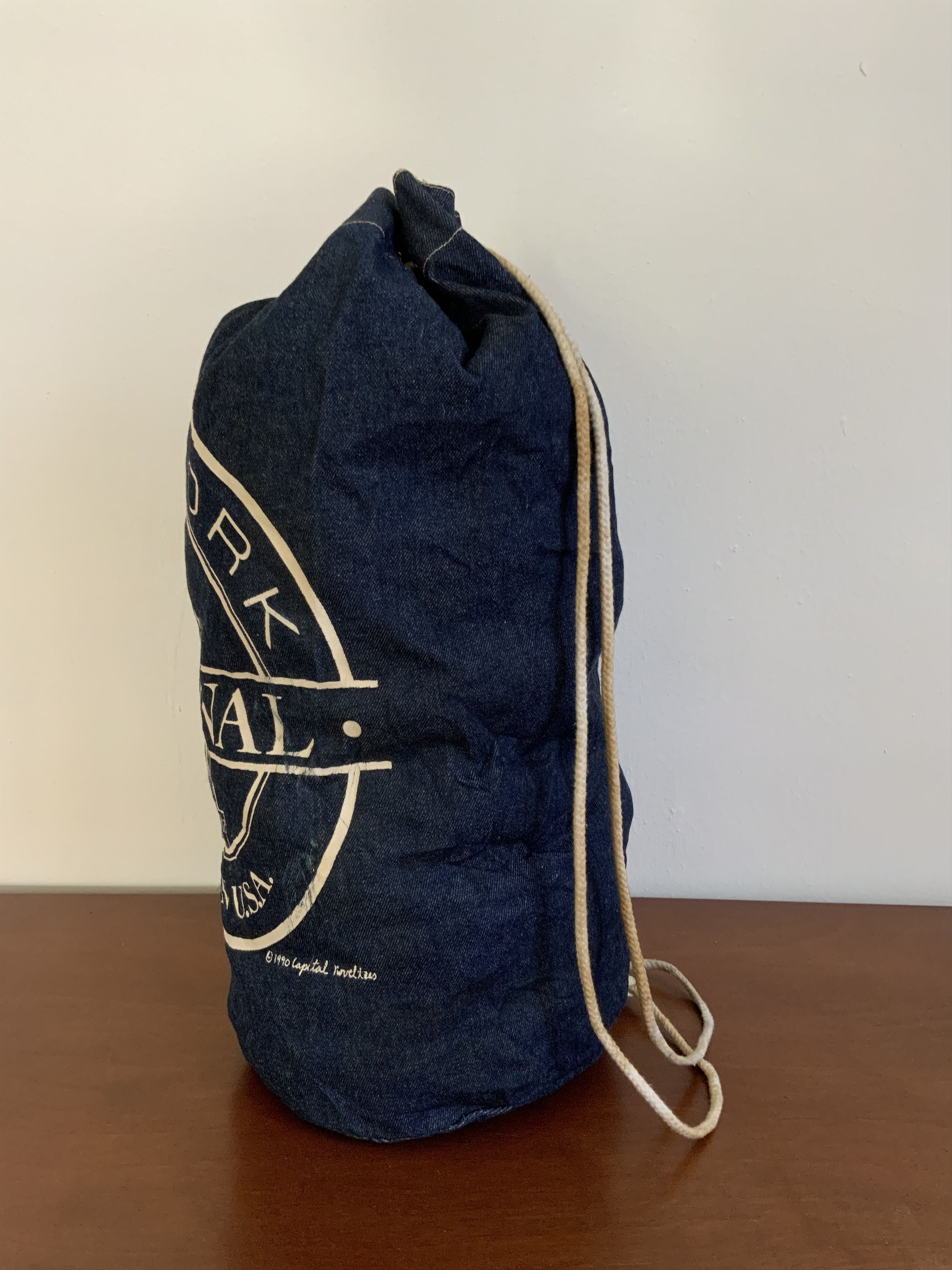 Japanese Brand Vintage 90s New York Capital Denim Bagpack Size ONE SIZE - 4 Thumbnail