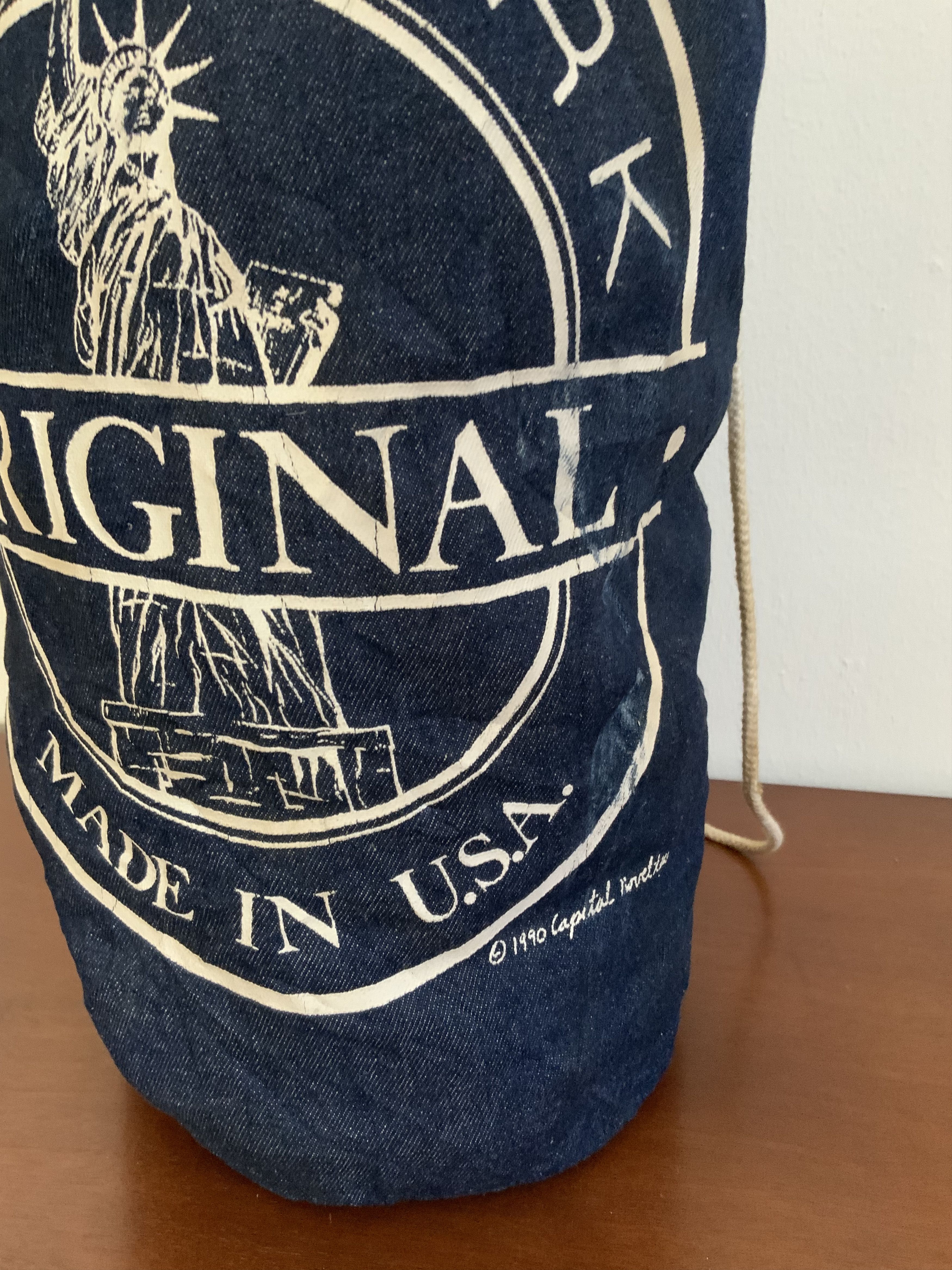 Japanese Brand Vintage 90s New York Capital Denim Bagpack Size ONE SIZE - 3 Thumbnail