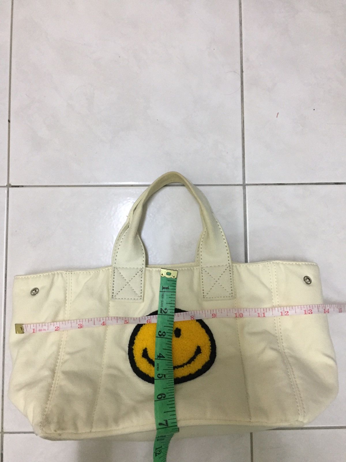 Japanese Brand Japanese brand smile emoji tote bag inspired by kapital Size ONE SIZE - 9 Thumbnail