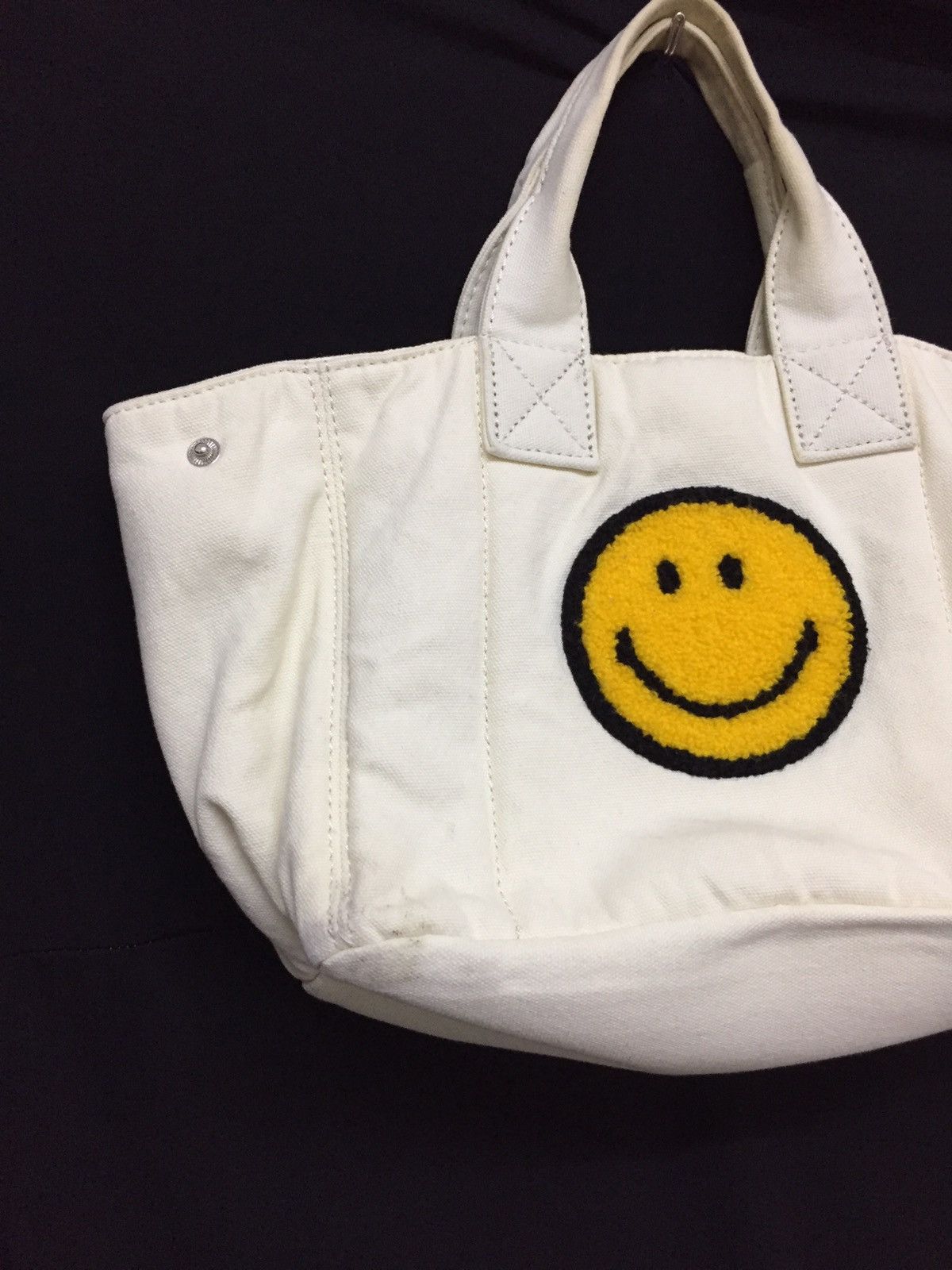 Japanese Brand Japanese brand smile emoji tote bag inspired by kapital Size ONE SIZE - 3 Thumbnail