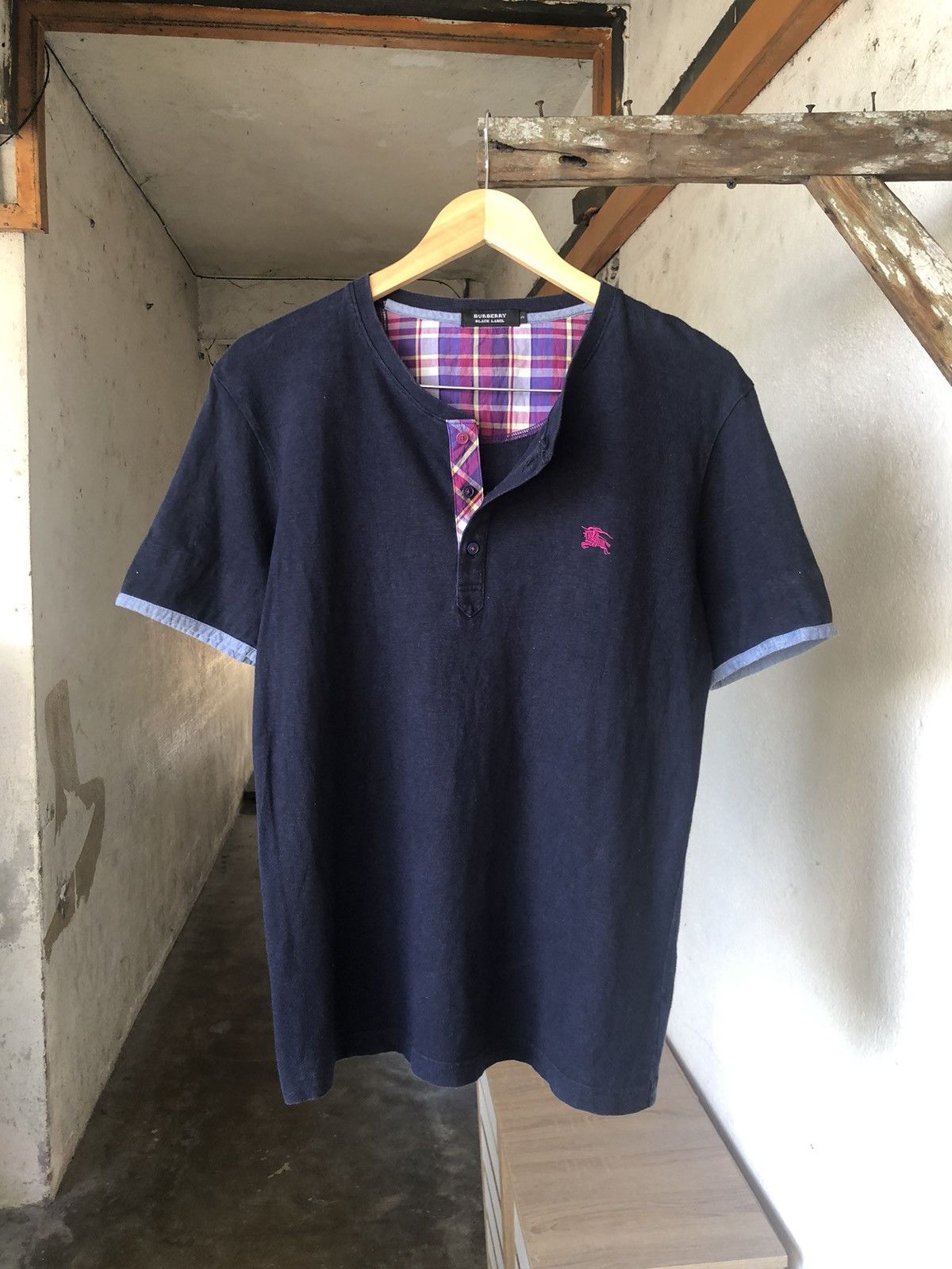 Burberry Vintage Burberry Black Label Nova Check Button Tshirt Size US M / EU 48-50 / 2 - 3 Thumbnail