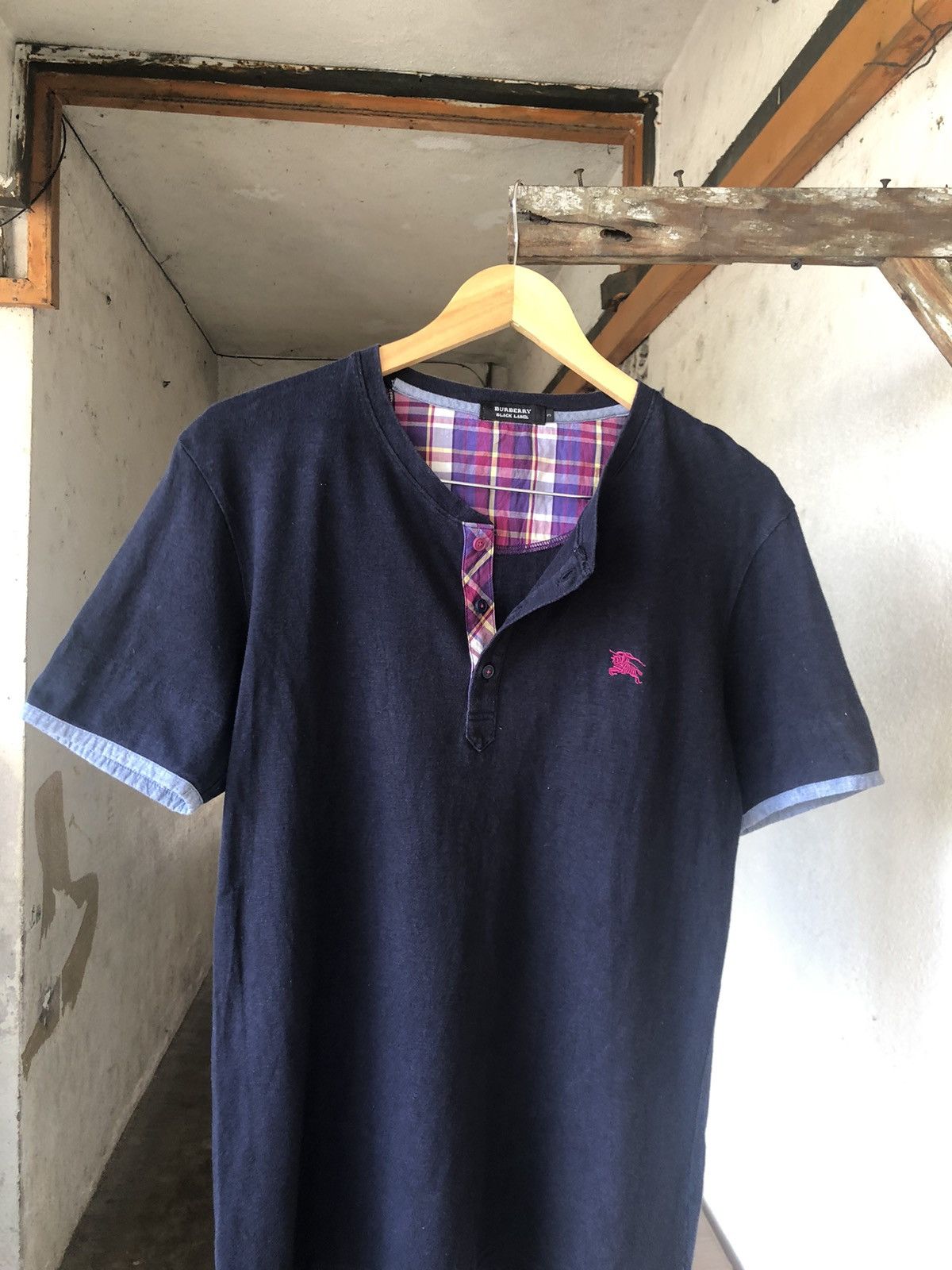 Burberry Vintage Burberry Black Label Nova Check Button Tshirt Size US M / EU 48-50 / 2 - 13 Thumbnail