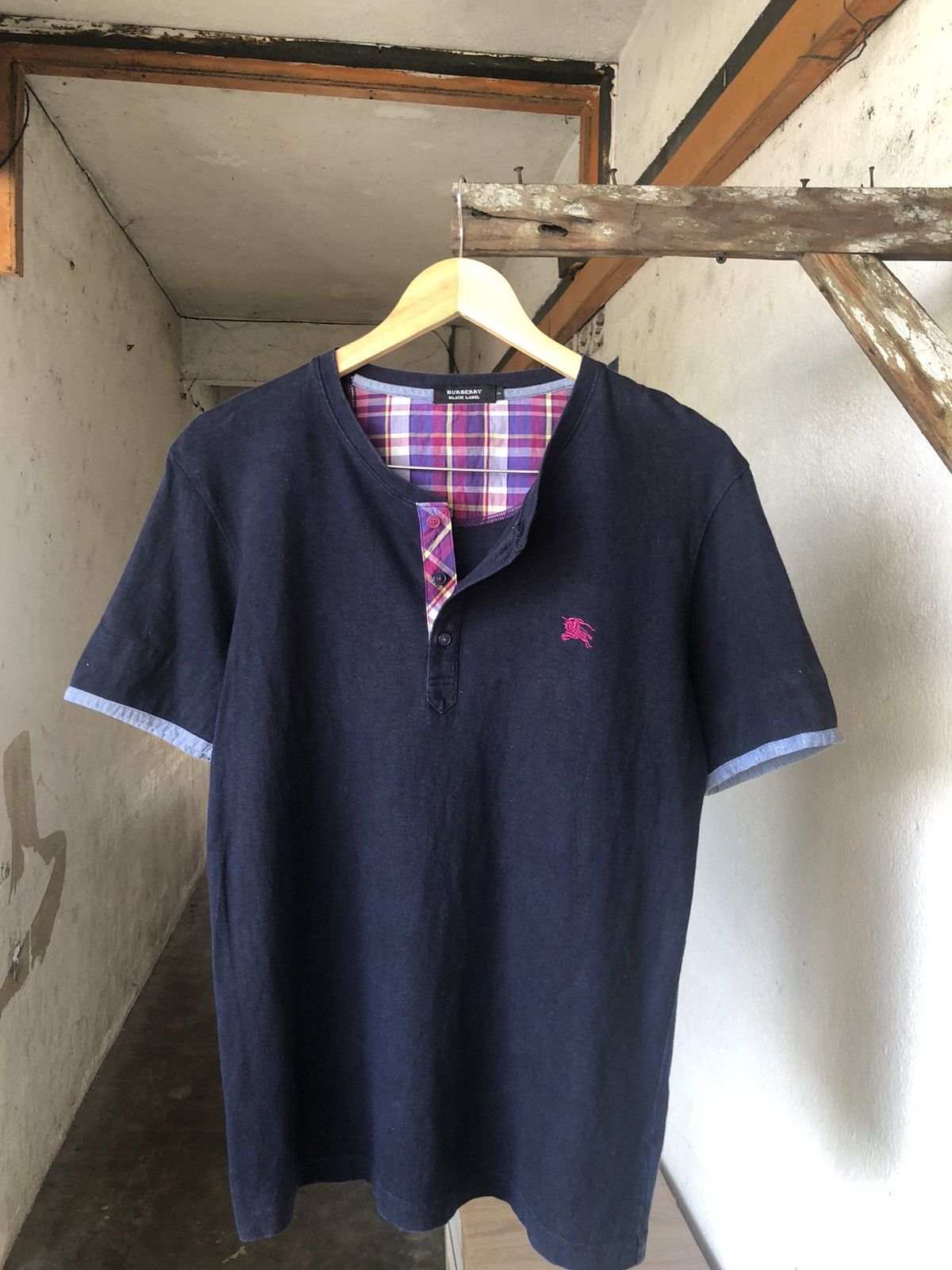 Burberry Vintage Burberry Black Label Nova Check Button Tshirt Size US M / EU 48-50 / 2 - 4 Thumbnail
