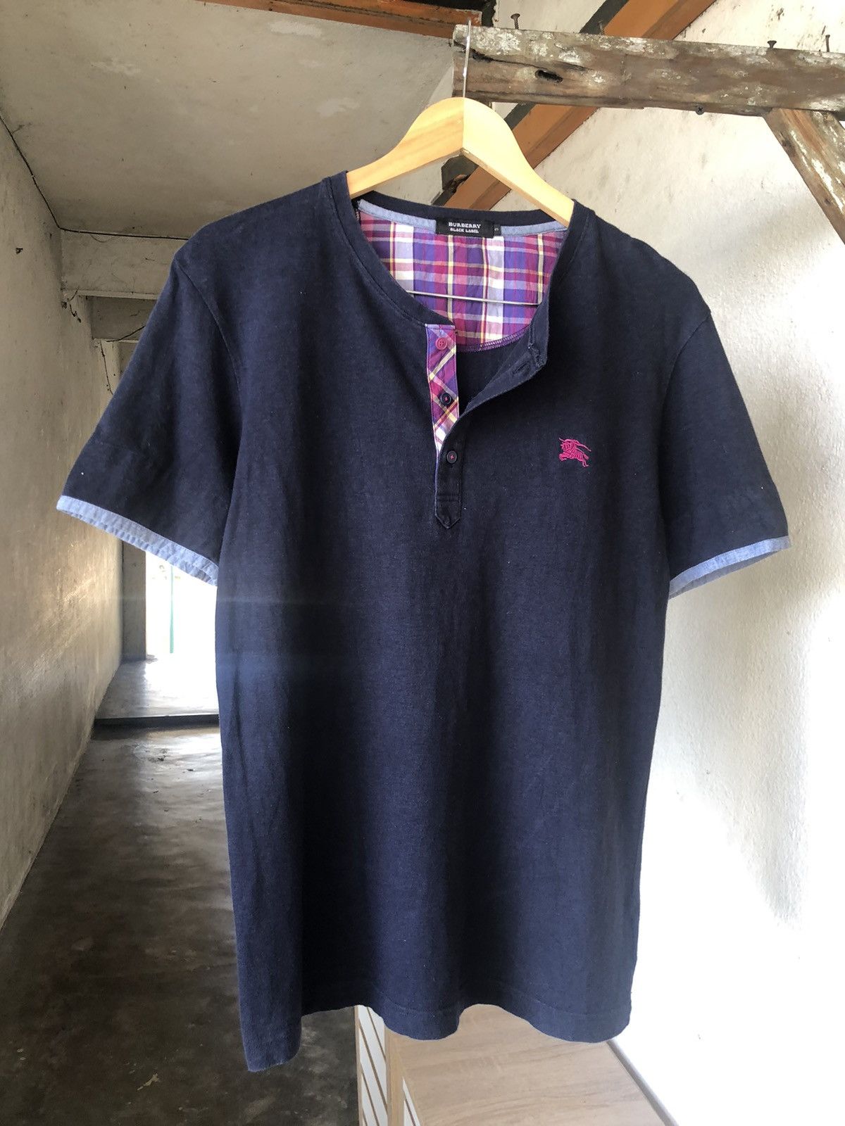 Burberry Vintage Burberry Black Label Nova Check Button Tshirt Size US M / EU 48-50 / 2 - 6 Thumbnail