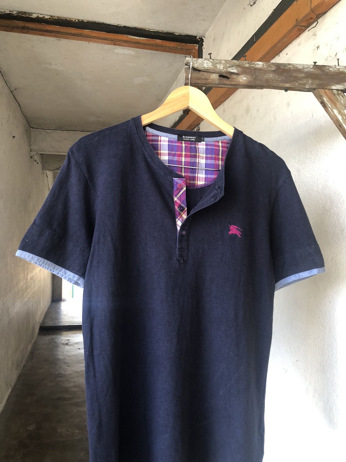 Burberry Vintage Burberry Black Label Nova Check Button Tshirt Size US M / EU 48-50 / 2 - 5 Thumbnail