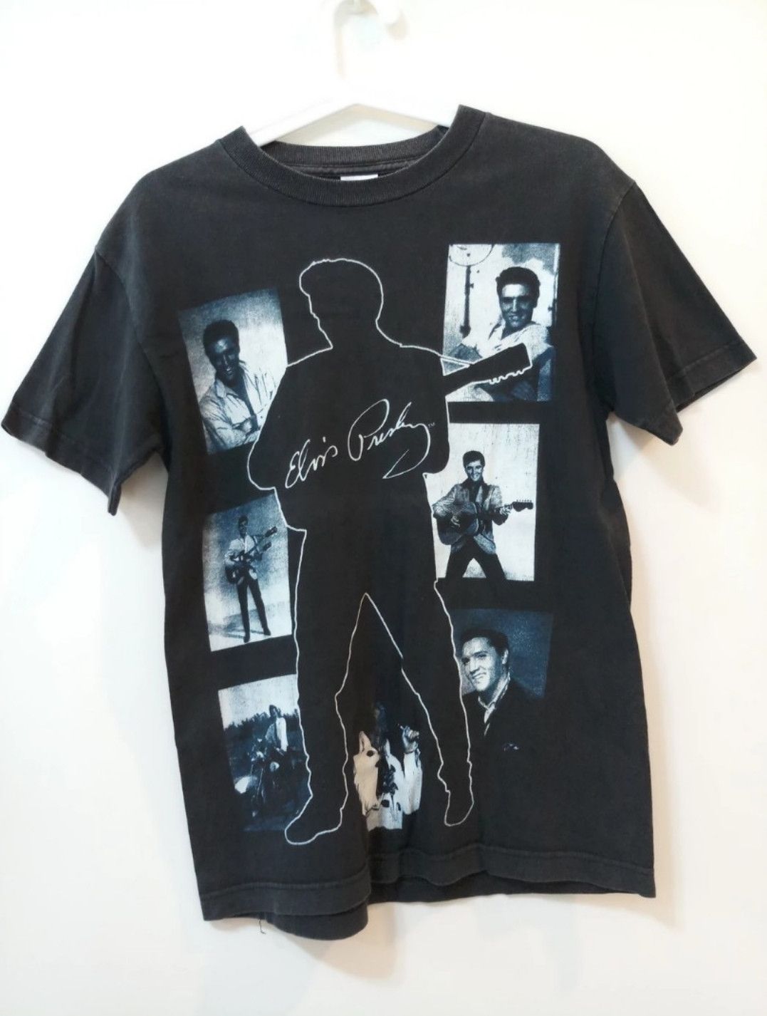 image of Band Tees x Vintage Elvis Presley Potrait Collage Tee in Black, Men's (Size Small)