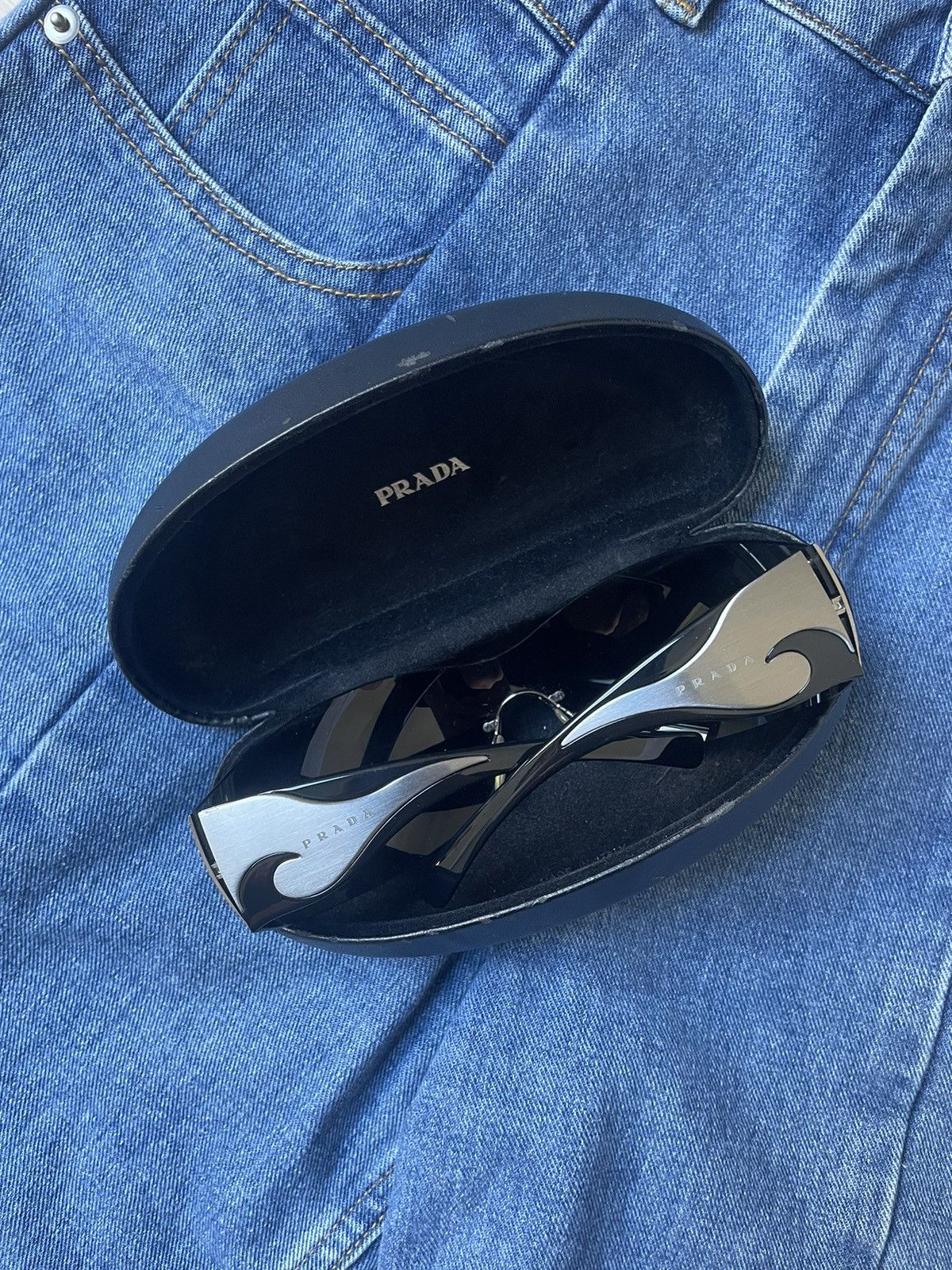 Prada Prada Sunglasses Flame Star Wave Silver Mask Vintage Size ONE SIZE - 3 Thumbnail