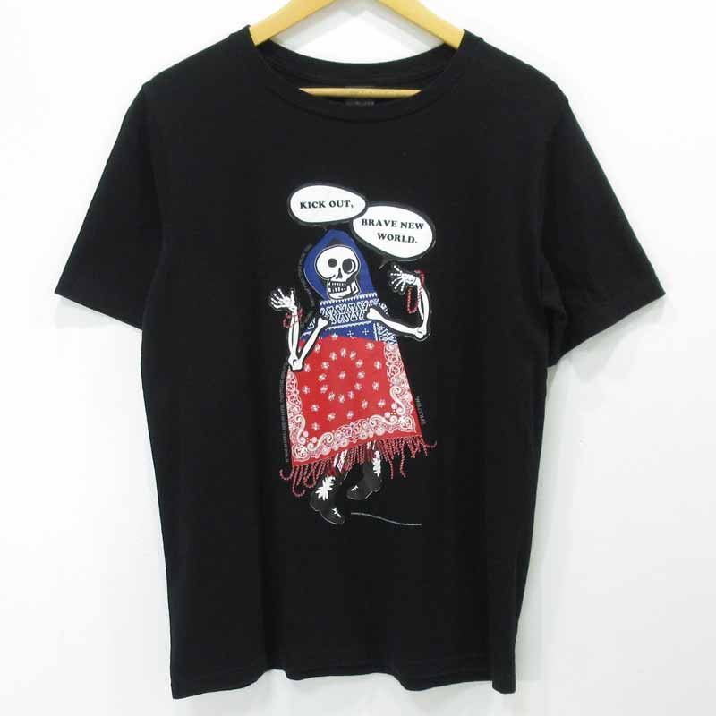 Short Sleeve T-Shirts Black Front Skull Print Cotton