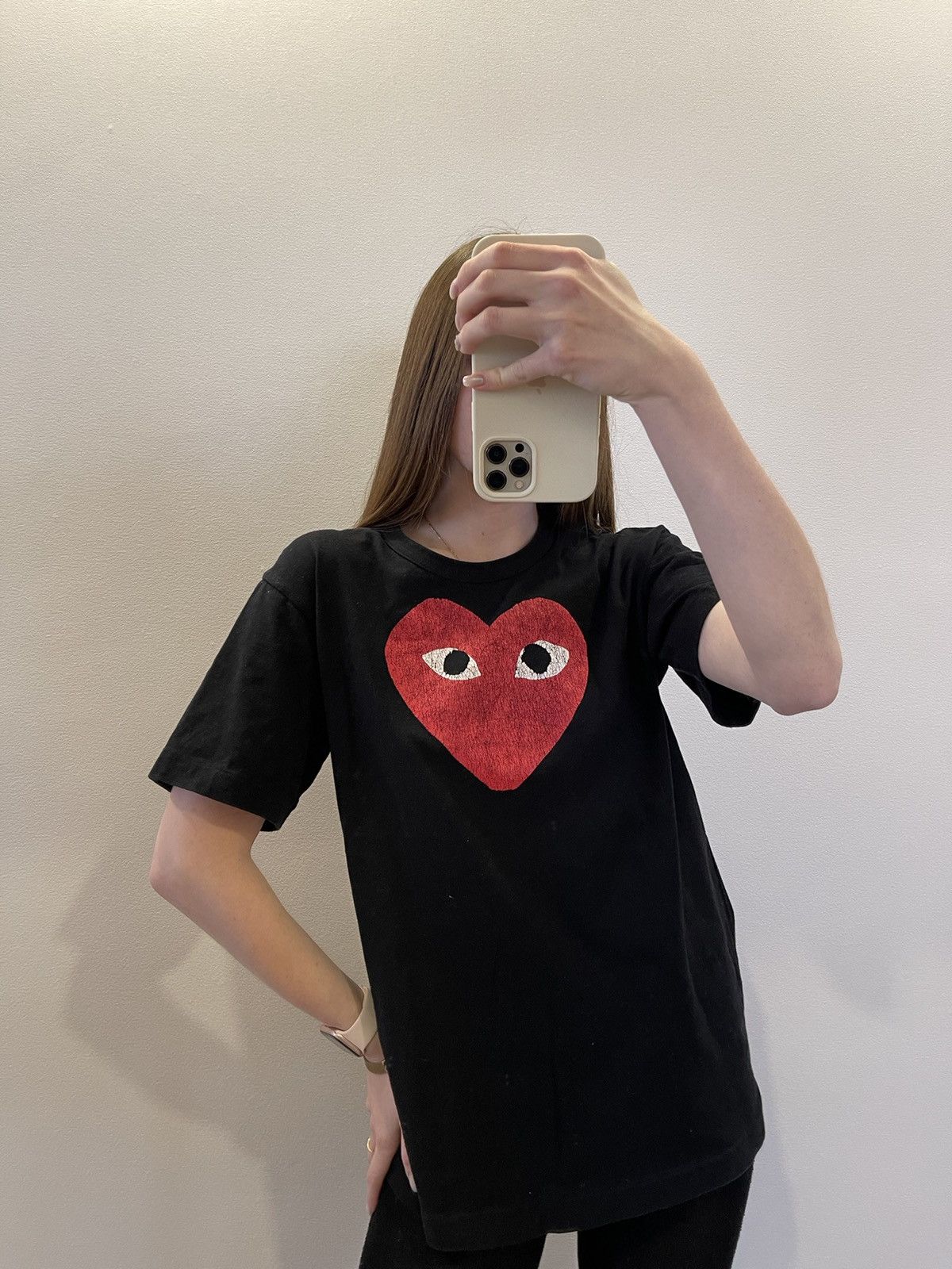 Comme Des Garcons Play Red Heart T Shirt Black Grailed