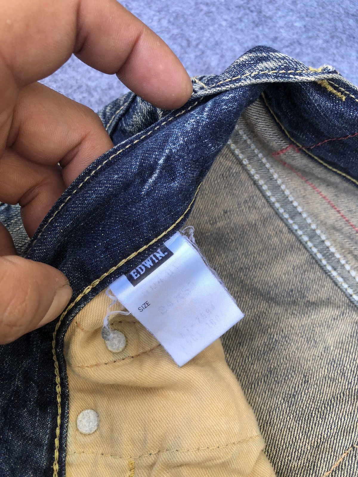 Edwin Last Drop🔥Rare🔥 Edwin Distressed Patchwork Denim Jeans Size US 38 / EU 54 - 8 Thumbnail