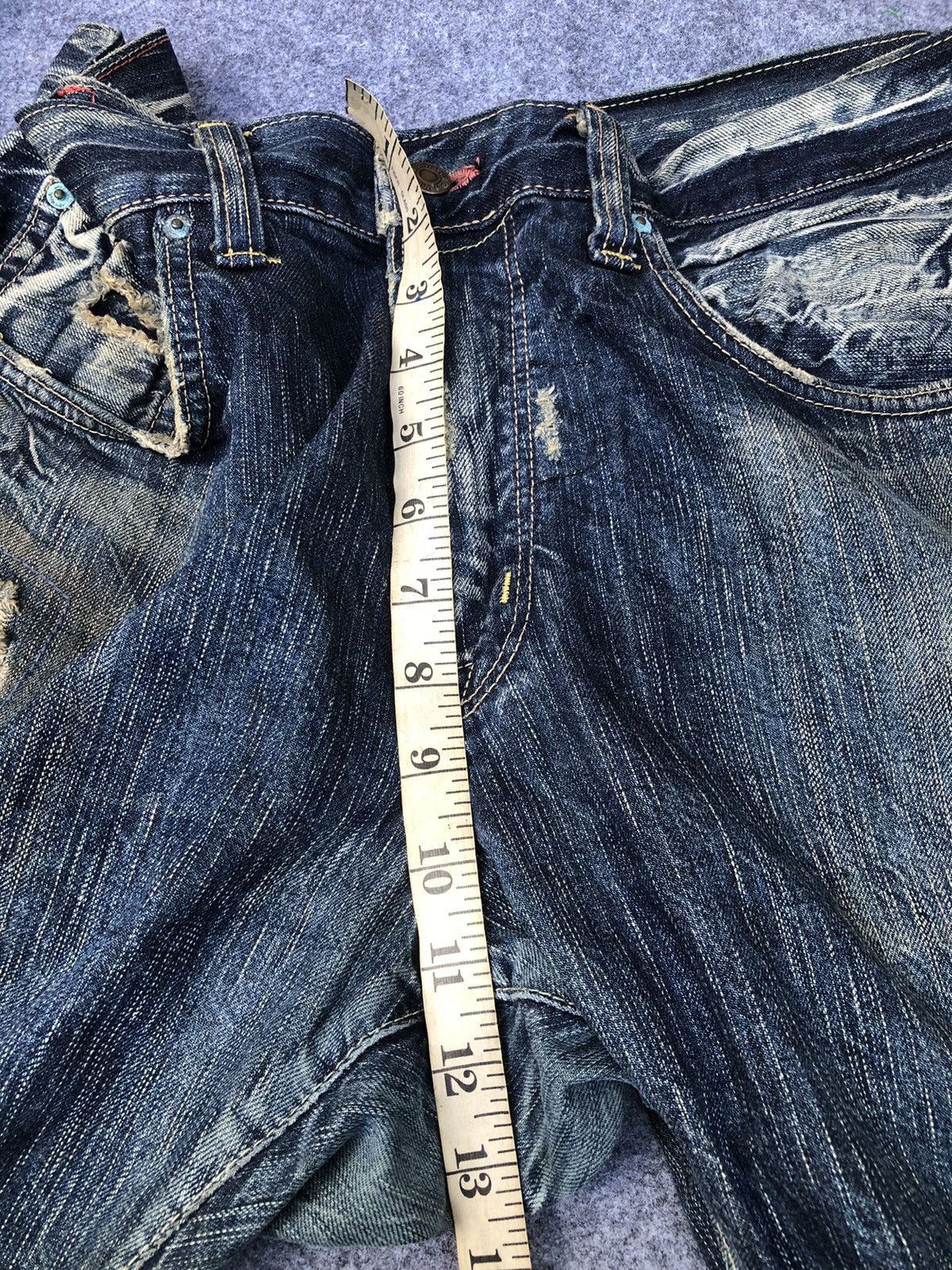 Edwin Last Drop🔥Rare🔥 Edwin Distressed Patchwork Denim Jeans Size US 38 / EU 54 - 12 Thumbnail