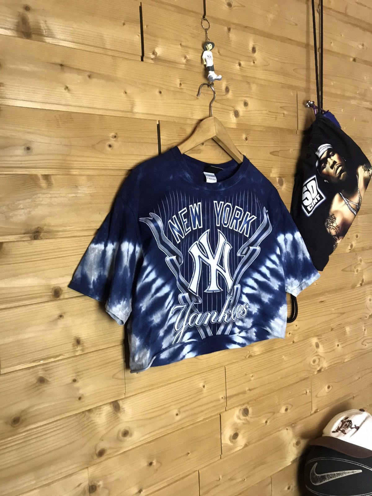 Vintage New York Yankees Tye Dye Liquid Blue T Shirt Tee Medium