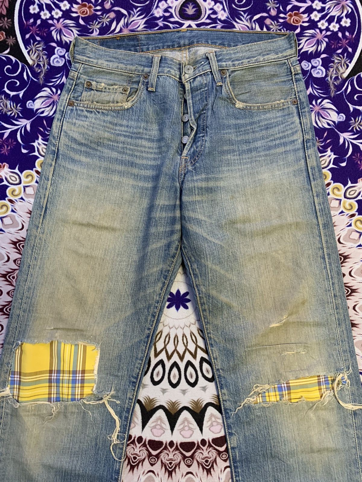 Levi's Vintage Clothing Vintage Levis 501 Faded Distressed Rework Denim Size US 31 - 4 Thumbnail