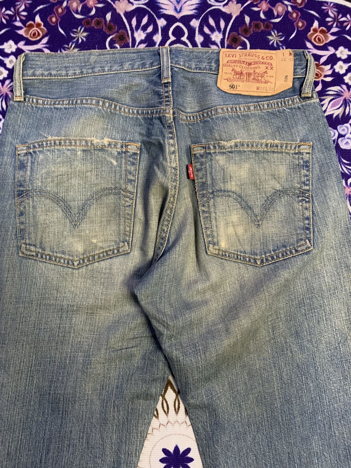 Levi's Vintage Clothing Vintage Levis 501 Faded Distressed Rework Denim Size US 31 - 12 Thumbnail