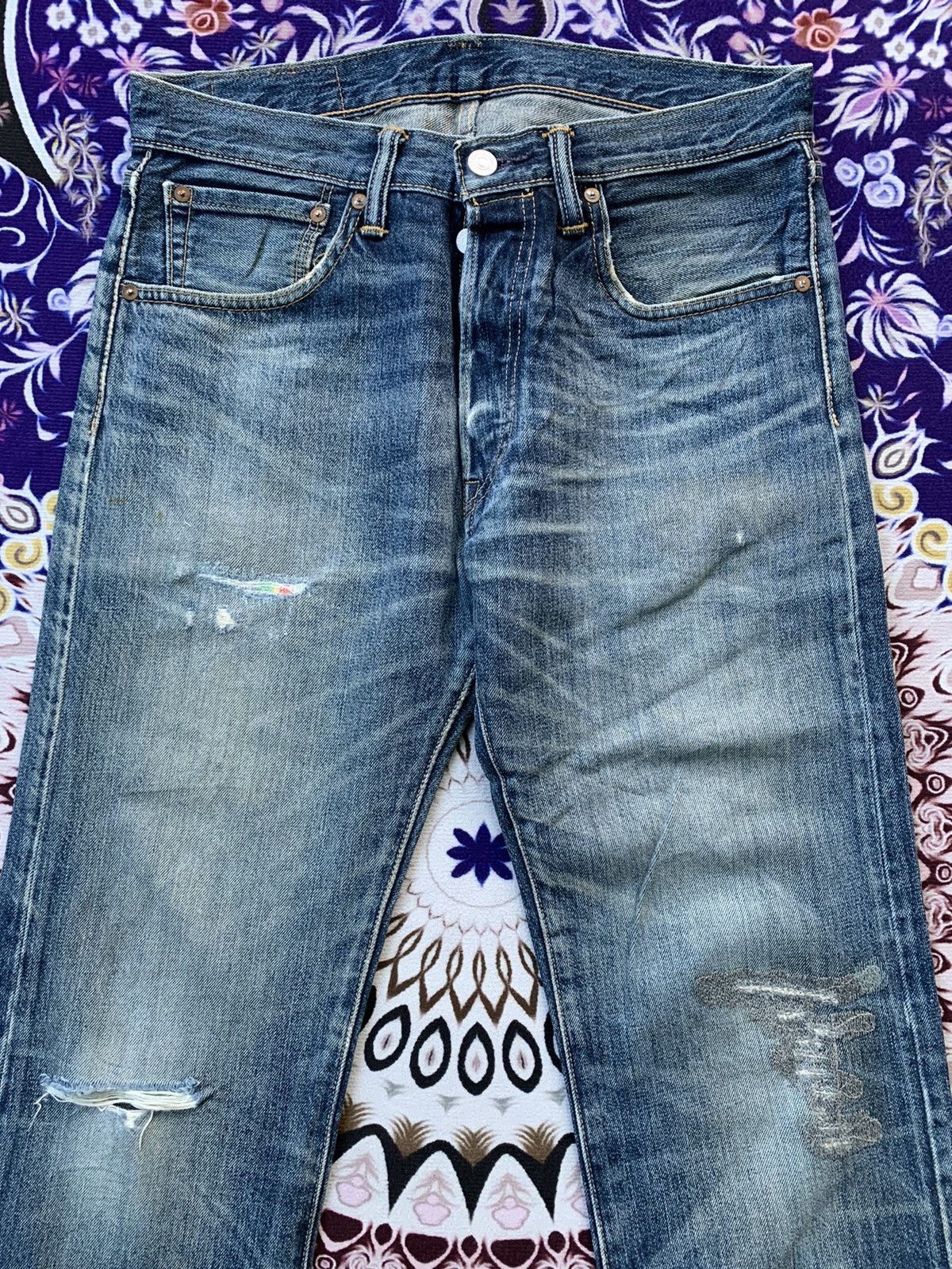 Levi's Vintage Clothing Levis 501 Distressed Denim Size US 32 / EU 48 - 4 Thumbnail