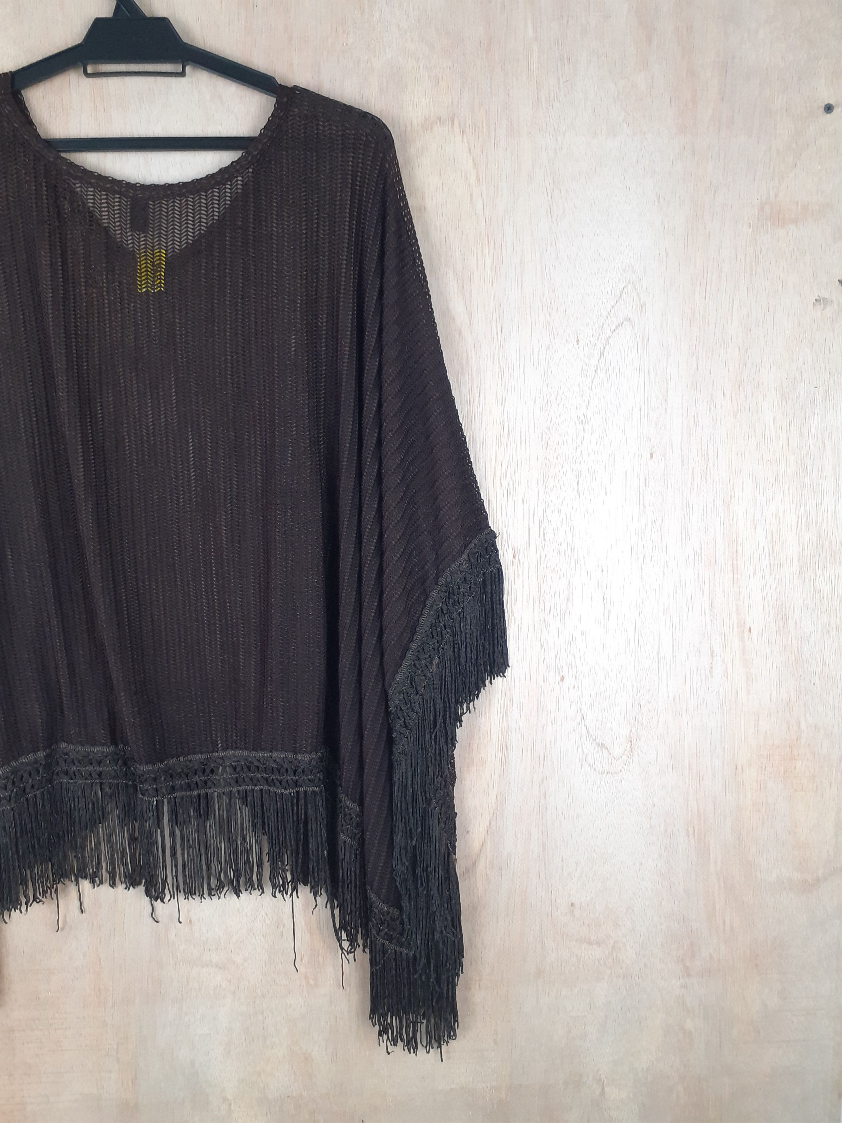 Japanese Brand Xaja brown knitwear cloak capes cardigan crochet #3088 Size US S / EU 44-46 / 1 - 6 Thumbnail