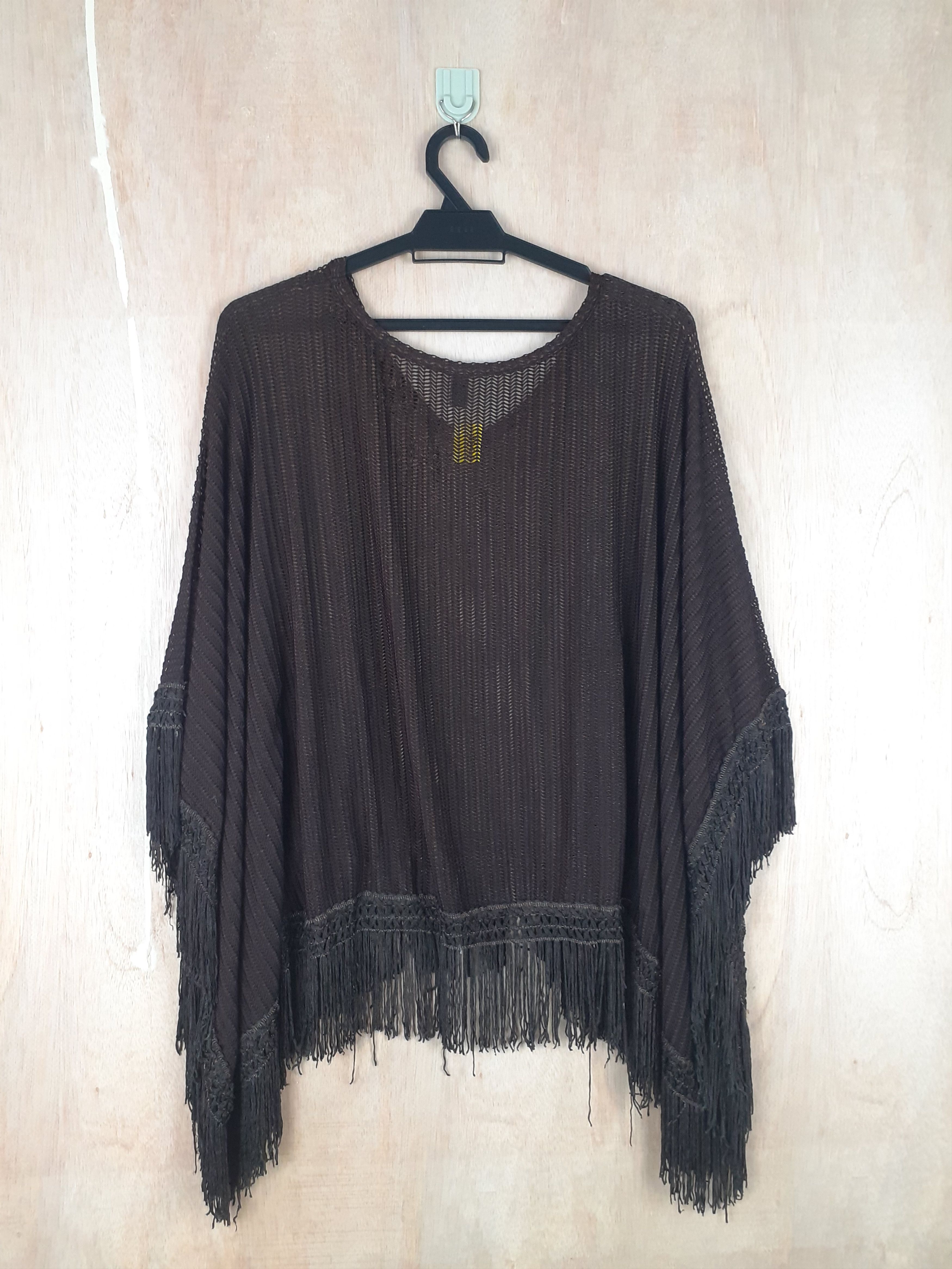 Japanese Brand Xaja brown knitwear cloak capes cardigan crochet #3088 Size US S / EU 44-46 / 1 - 4 Thumbnail