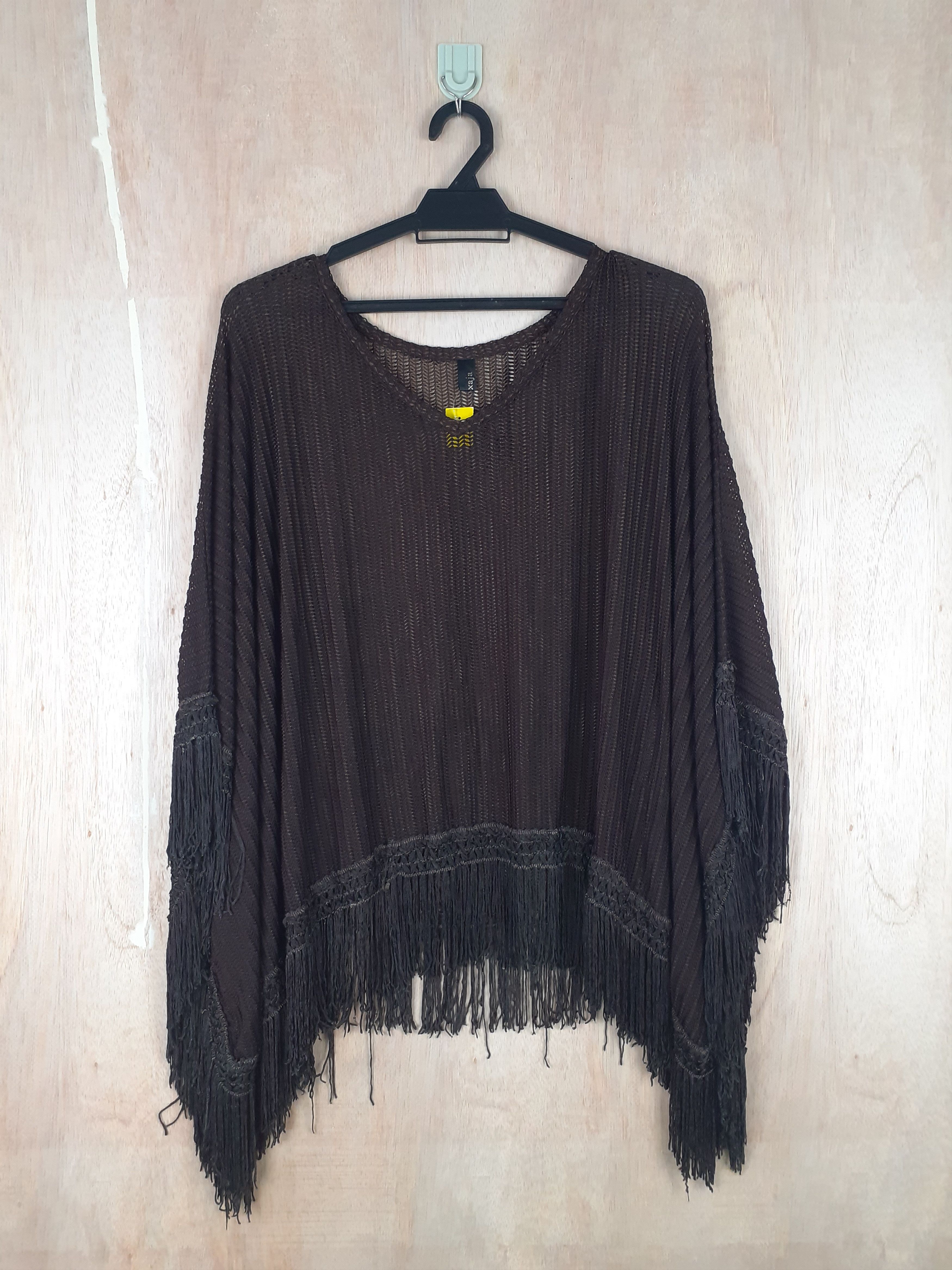 Japanese Brand Xaja brown knitwear cloak capes cardigan crochet #3088 Size US S / EU 44-46 / 1 - 1 Thumbnail