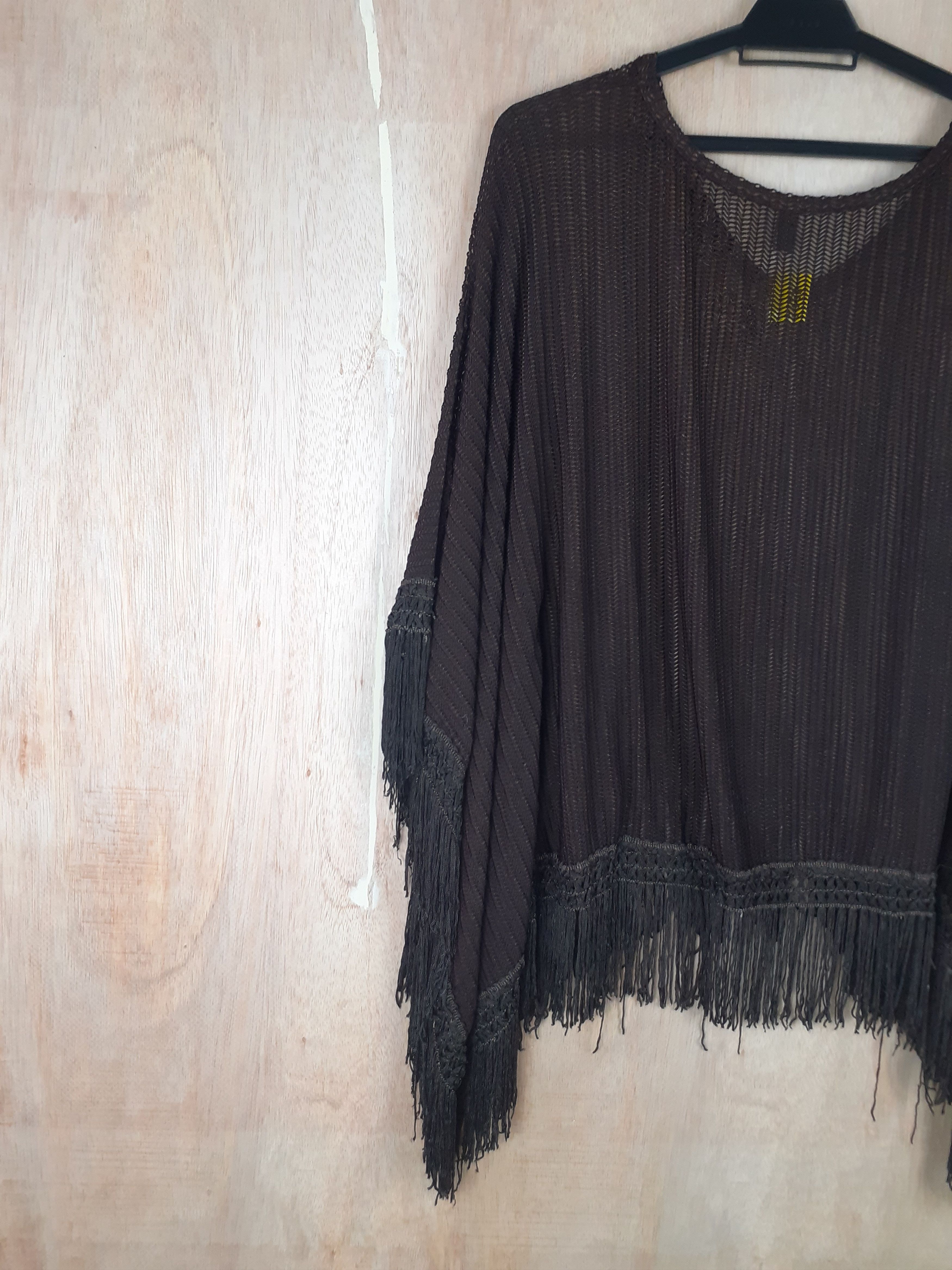 Japanese Brand Xaja brown knitwear cloak capes cardigan crochet #3088 Size US S / EU 44-46 / 1 - 5 Thumbnail