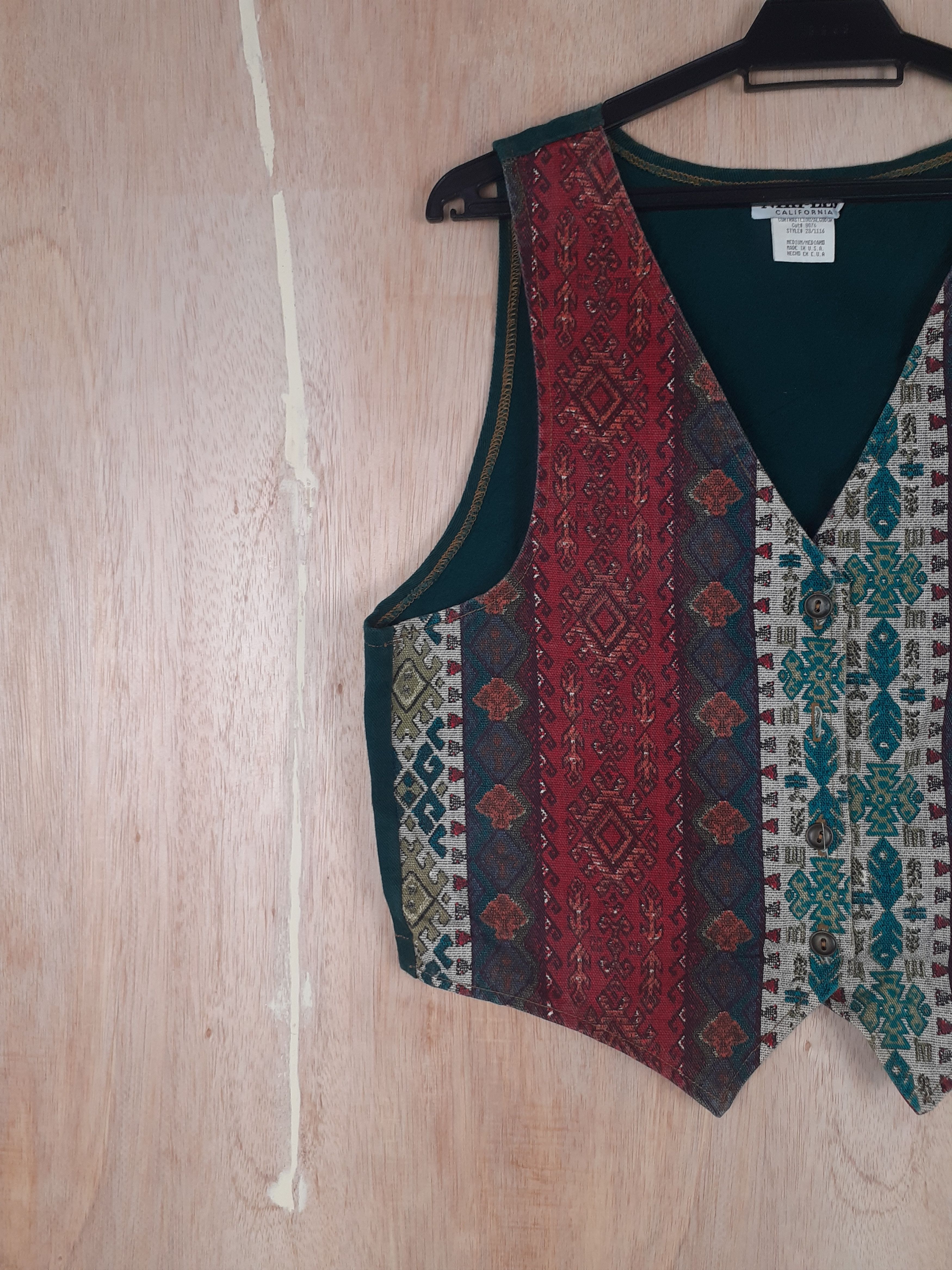 Vintage Niki Lee navajo art red/green knitwear vest #3084 Size US S / EU 44-46 / 1 - 2 Thumbnail