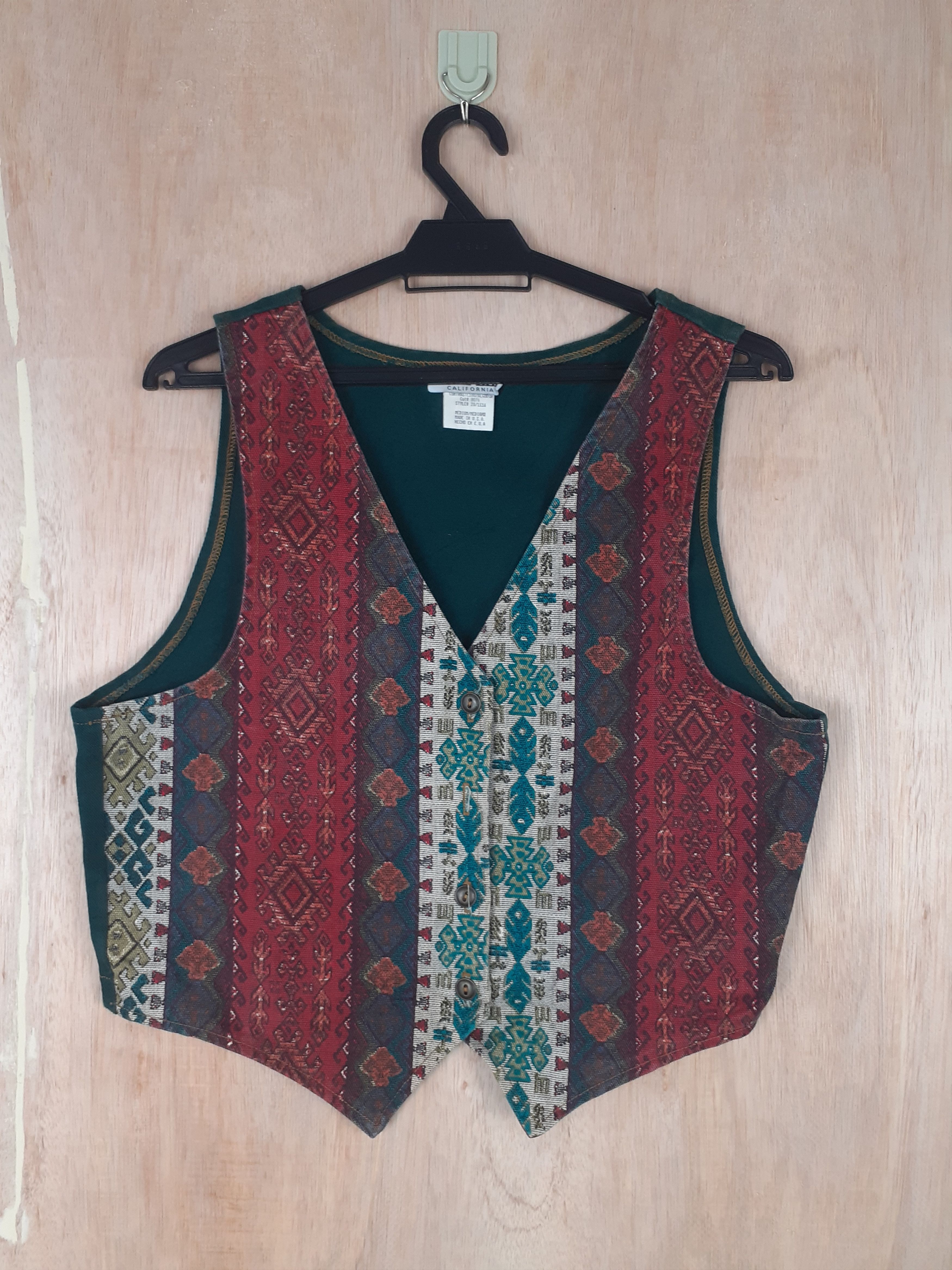 Vintage Niki Lee navajo art red/green knitwear vest #3084 Size US S / EU 44-46 / 1 - 1 Thumbnail