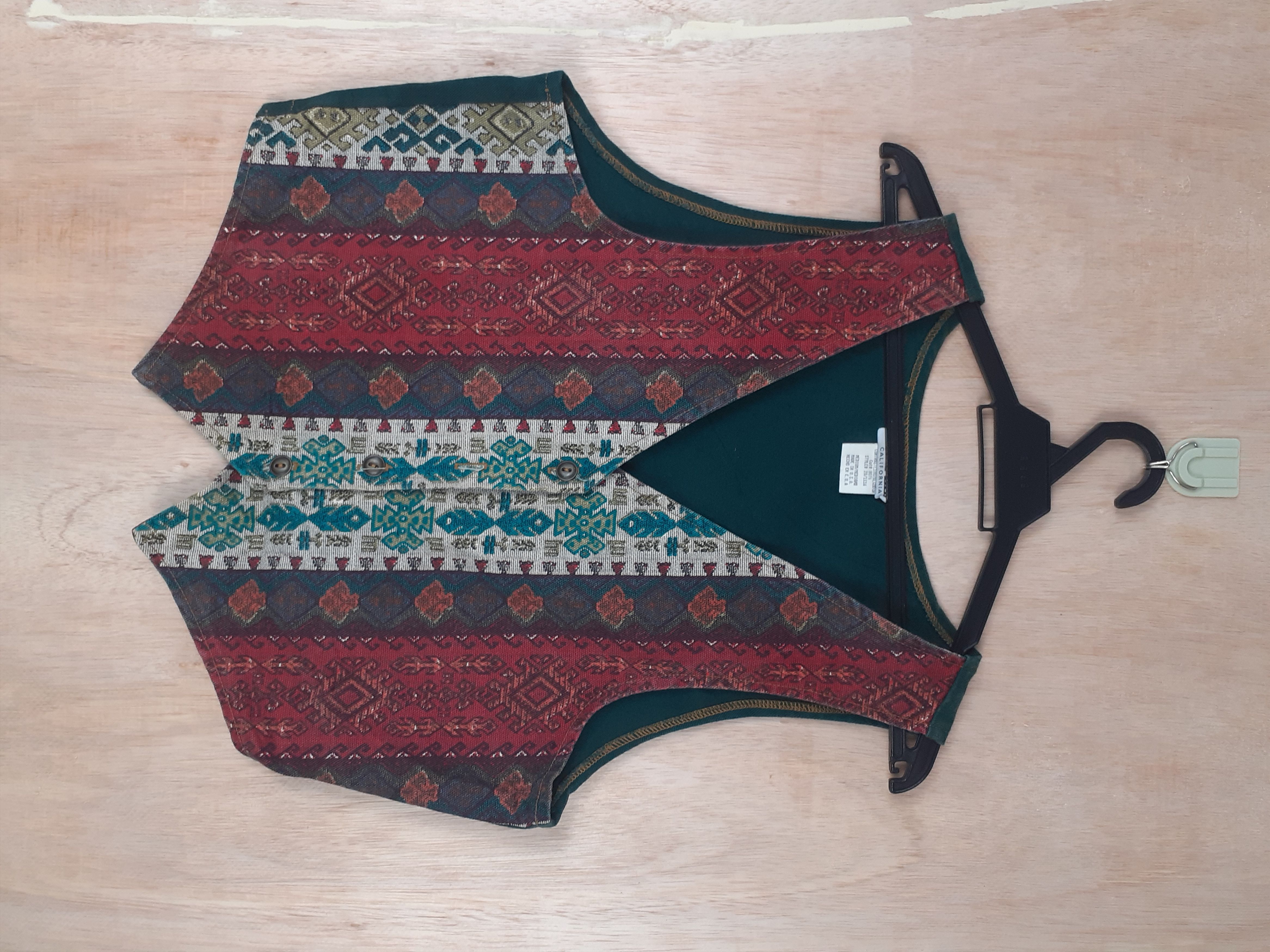 image of Niki Lee Navajo Art Red/green Knitwear Vest 3084, Men's (Size Small)