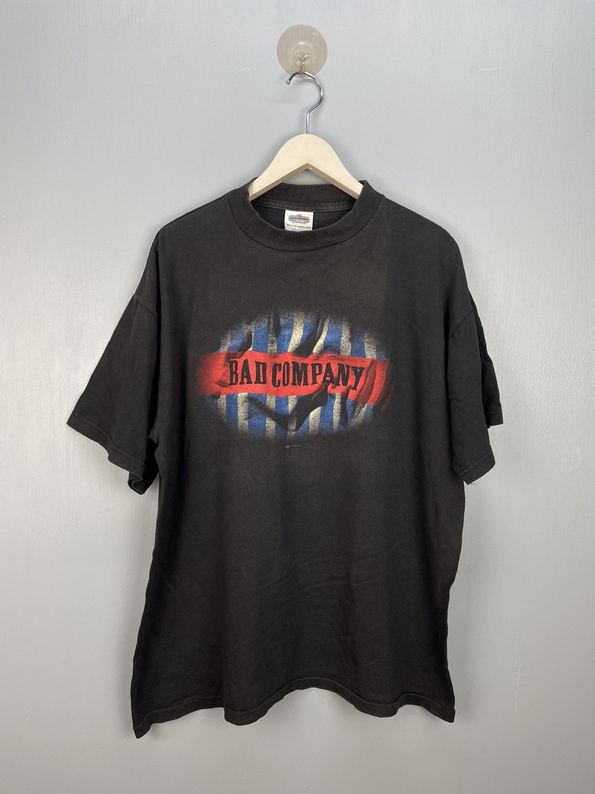 Bad Company Band T-Shirt – Slant Logo Distressed Graphic Tee For Men, Black, Sizes S-XXL