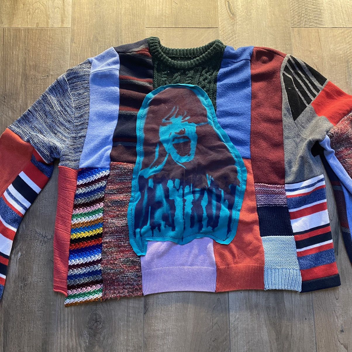 Japanese Brand Grail PUNK SICK 1 of 1 Drip Drill Sweater patchwork Size US L / EU 52-54 / 3 - 5 Thumbnail