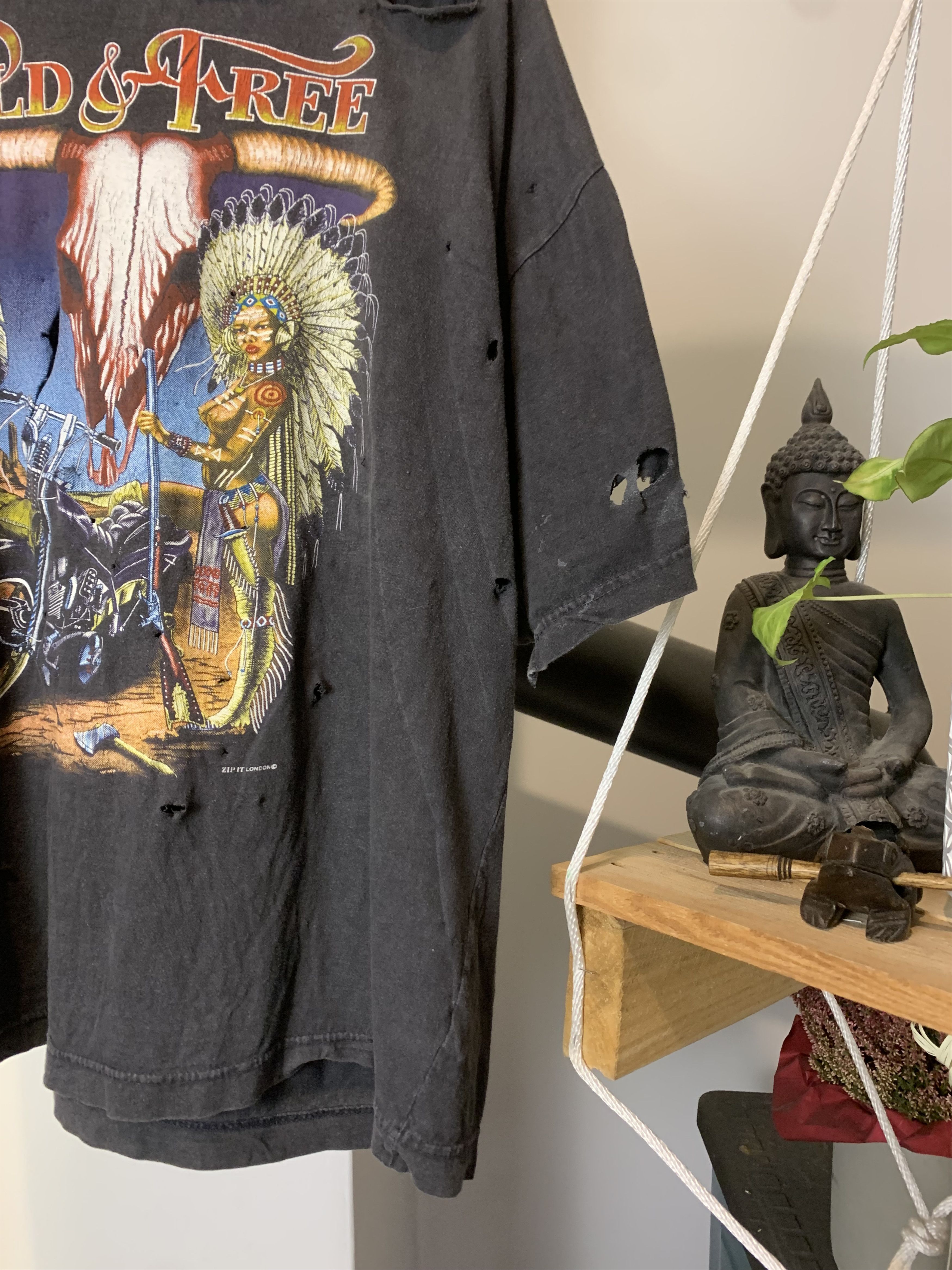 Vintage 90s Distressed Sun Faded Native American Bike Tee Size US XL / EU 56 / 4 - 6 Thumbnail