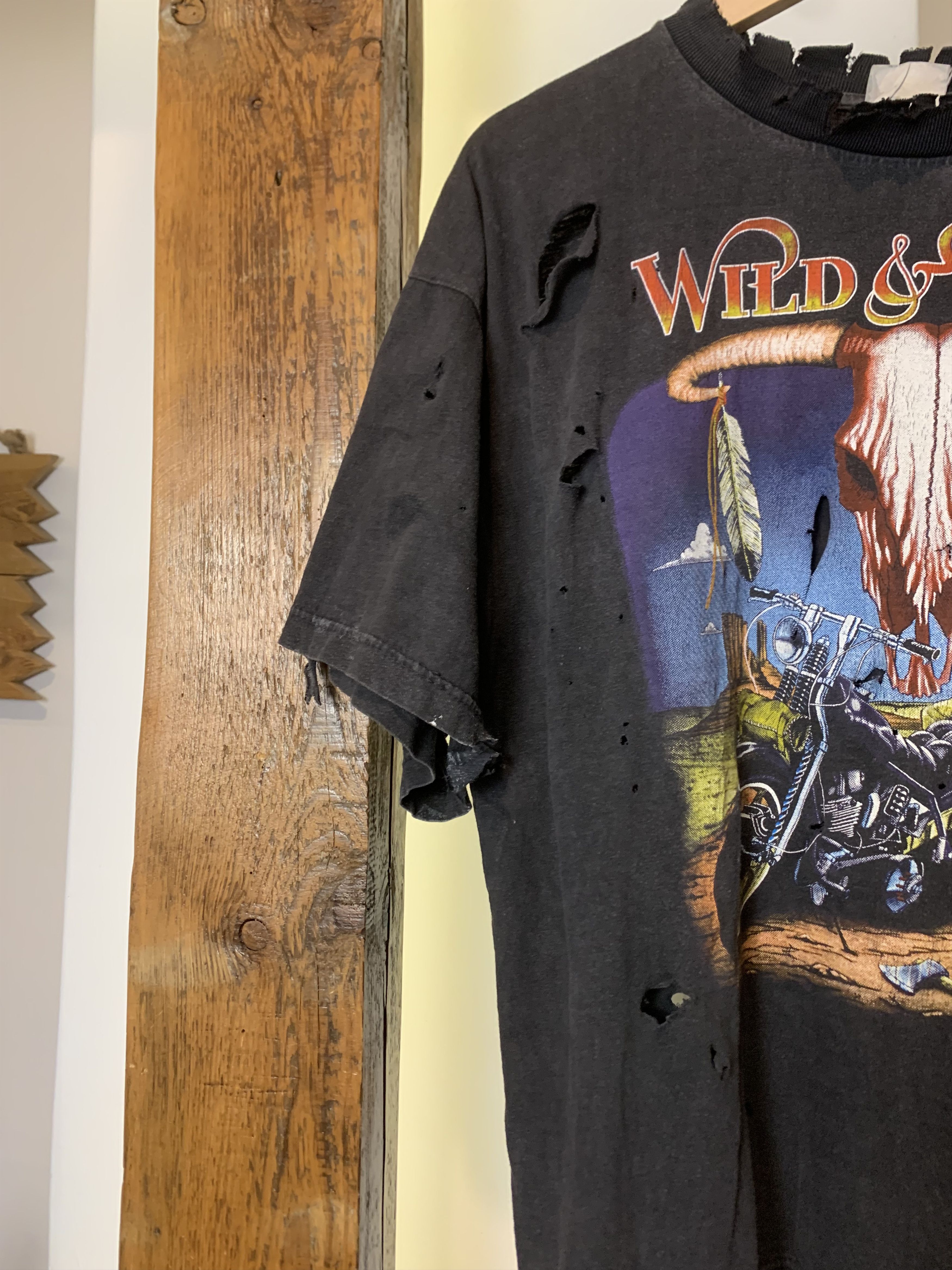 Vintage 90s Distressed Sun Faded Native American Bike Tee Size US XL / EU 56 / 4 - 5 Thumbnail