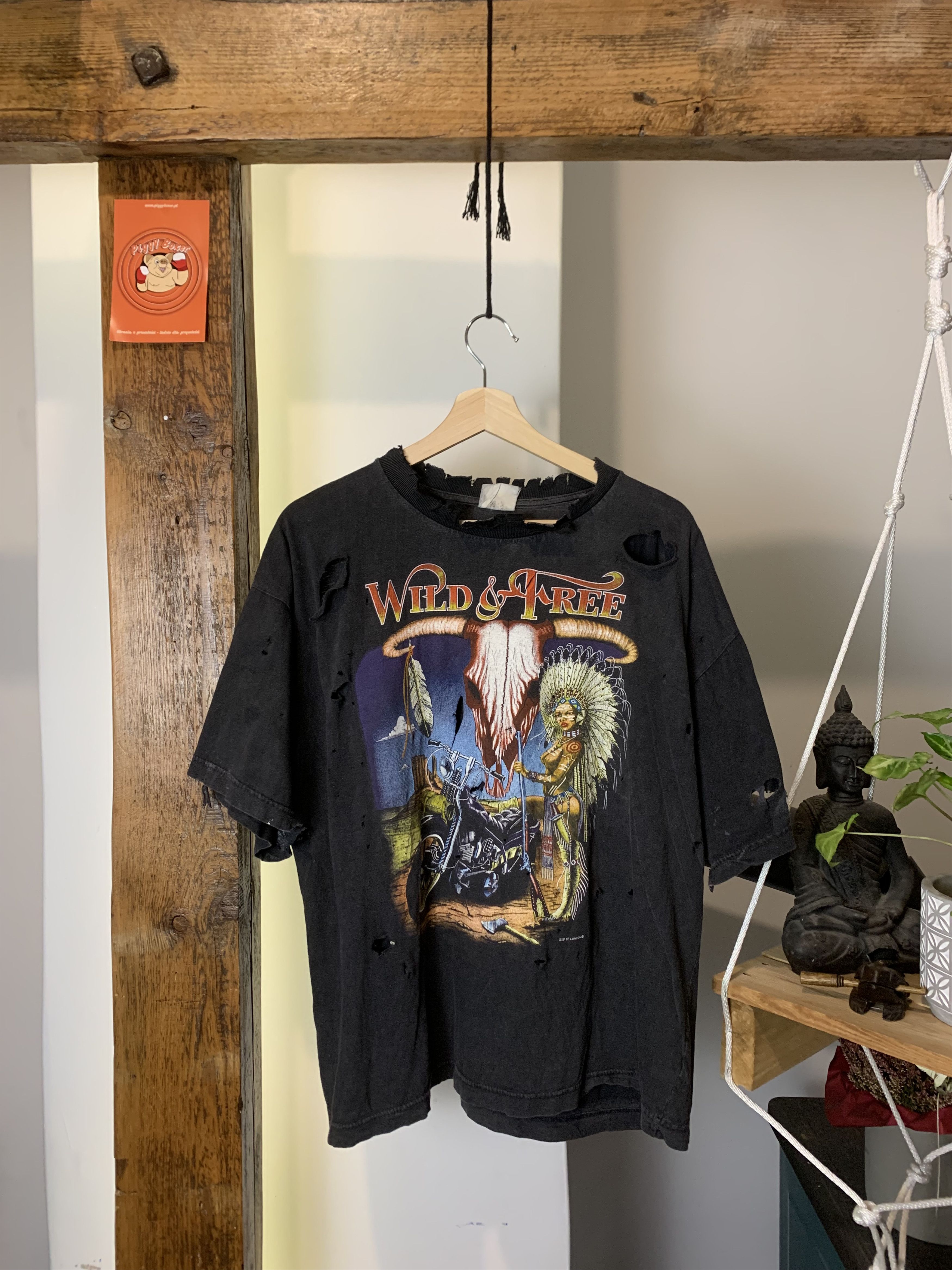 Vintage 90s Distressed Sun Faded Native American Bike Tee Size US XL / EU 56 / 4 - 3 Thumbnail