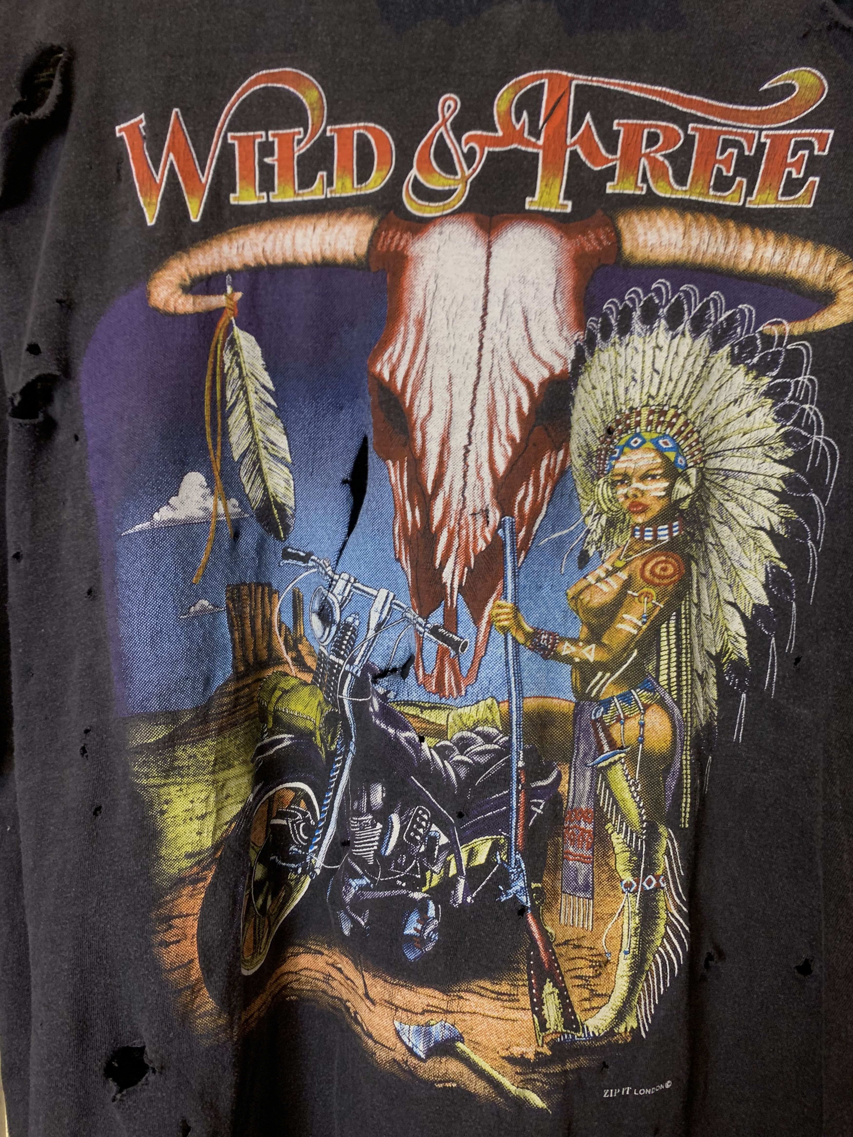 Vintage 90s Distressed Sun Faded Native American Bike Tee Size US XL / EU 56 / 4 - 8 Thumbnail