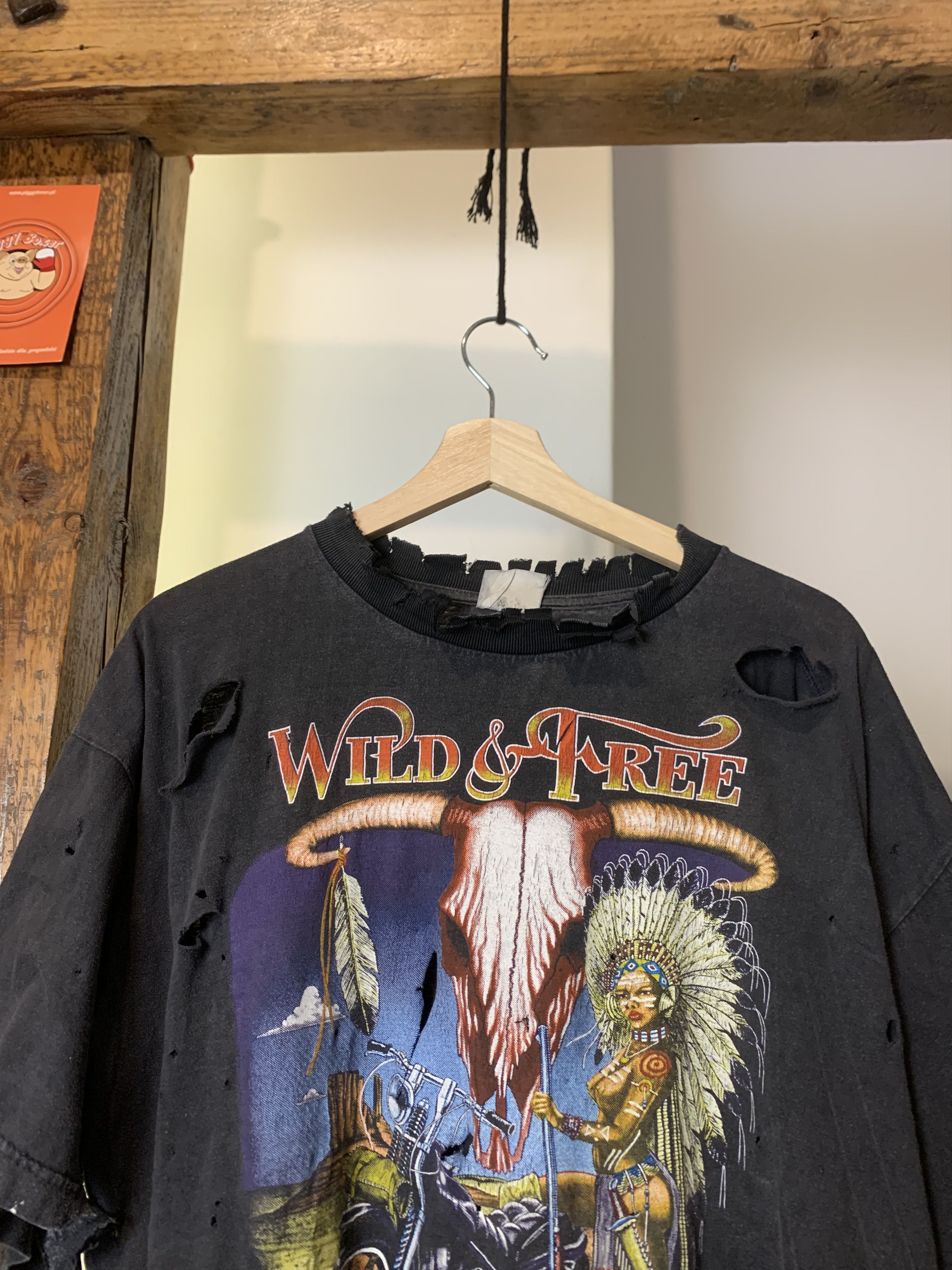 Vintage 90s Distressed Sun Faded Native American Bike Tee Size US XL / EU 56 / 4 - 7 Thumbnail
