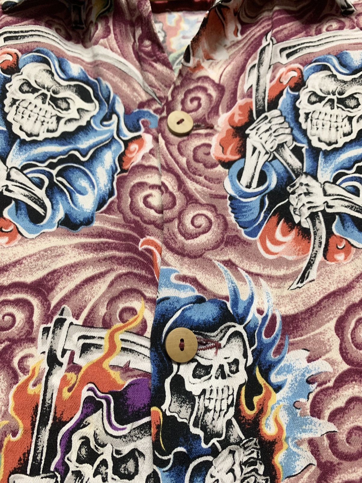 Designer × Hysteric Glamour × Japanese Brand HYSTERIC GLAMOUR FULL PRINT SKULL SHIRT BUTTON UP Size US M / EU 48-50 / 2 - 7 Thumbnail