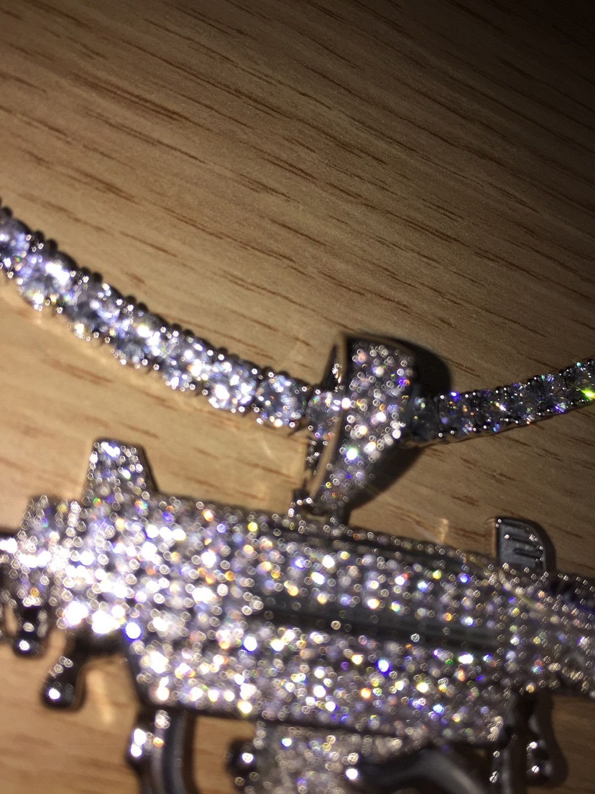 Jewelry Diamond Chain Iced Uzi Necklace Tennis Chain Size ONE SIZE - 5 Thumbnail