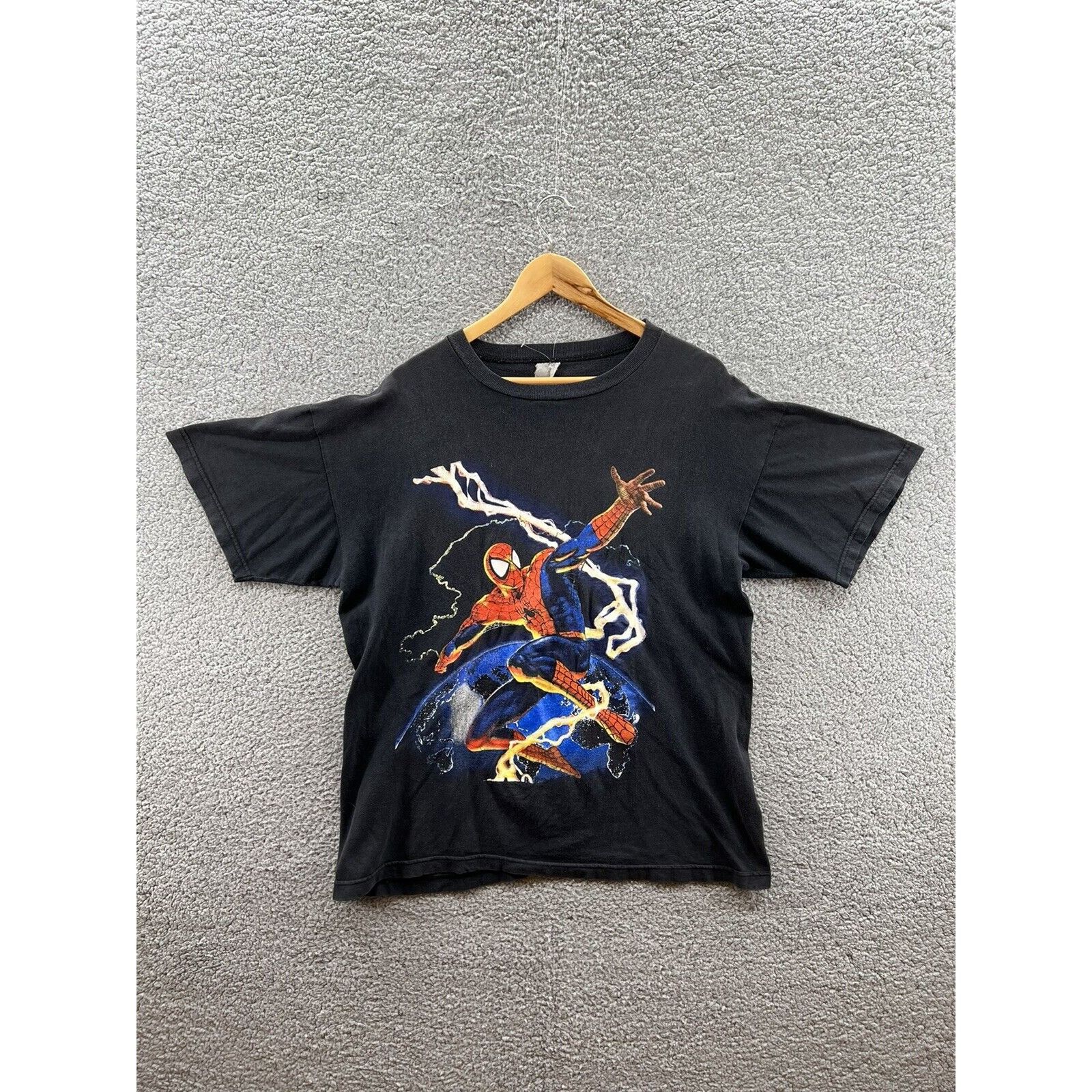 Vintage Spider-Man Lightning Graphic Black Men’s T-Shirt