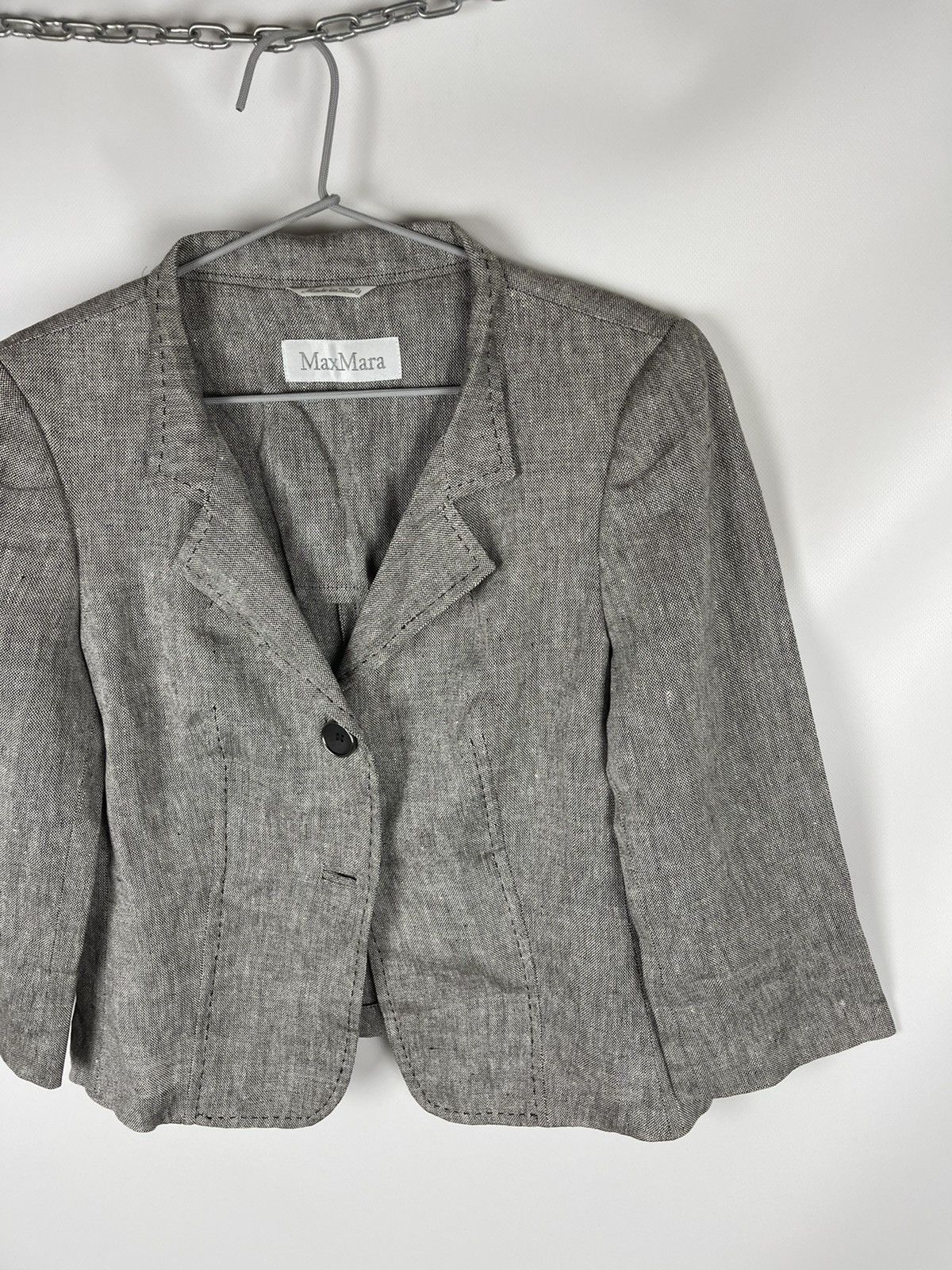 Max Mara Max Mara pure linen made in Italy short cropped blazer Size L / US 10 / IT 46 - 8 Thumbnail