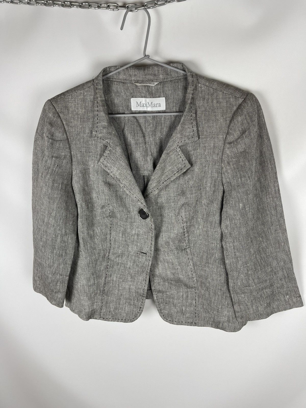 Max Mara Max Mara pure linen made in Italy short cropped blazer Size L / US 10 / IT 46 - 6 Thumbnail