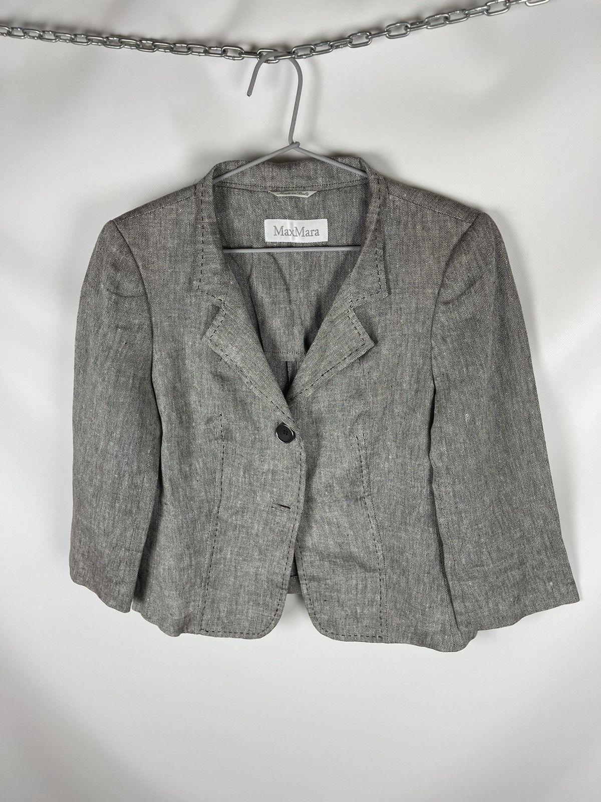 Max Mara Max Mara pure linen made in Italy short cropped blazer Size L / US 10 / IT 46 - 10 Thumbnail