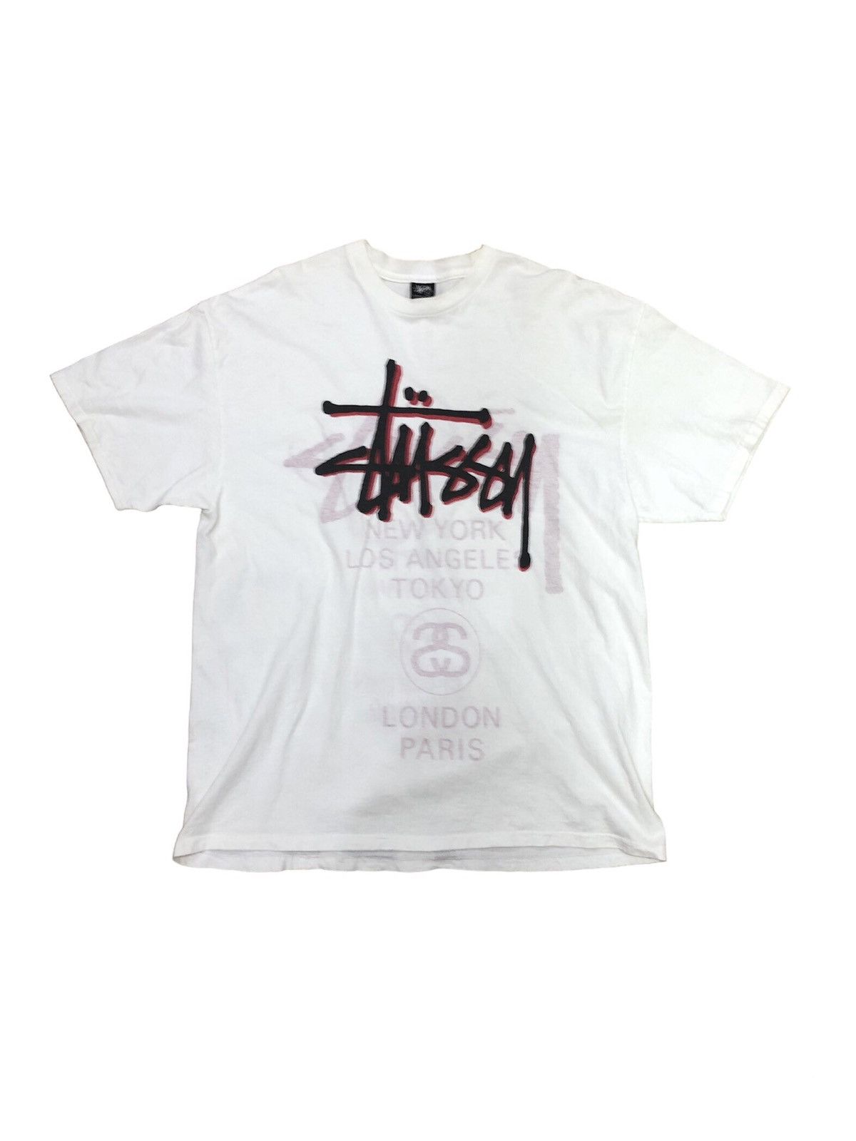 Stussy × Vintage 💥 Rare Vintage Stussy World Tour 2 In 1 T-Shira Size US XL / EU 56 / 4 - 2 Thumbnail