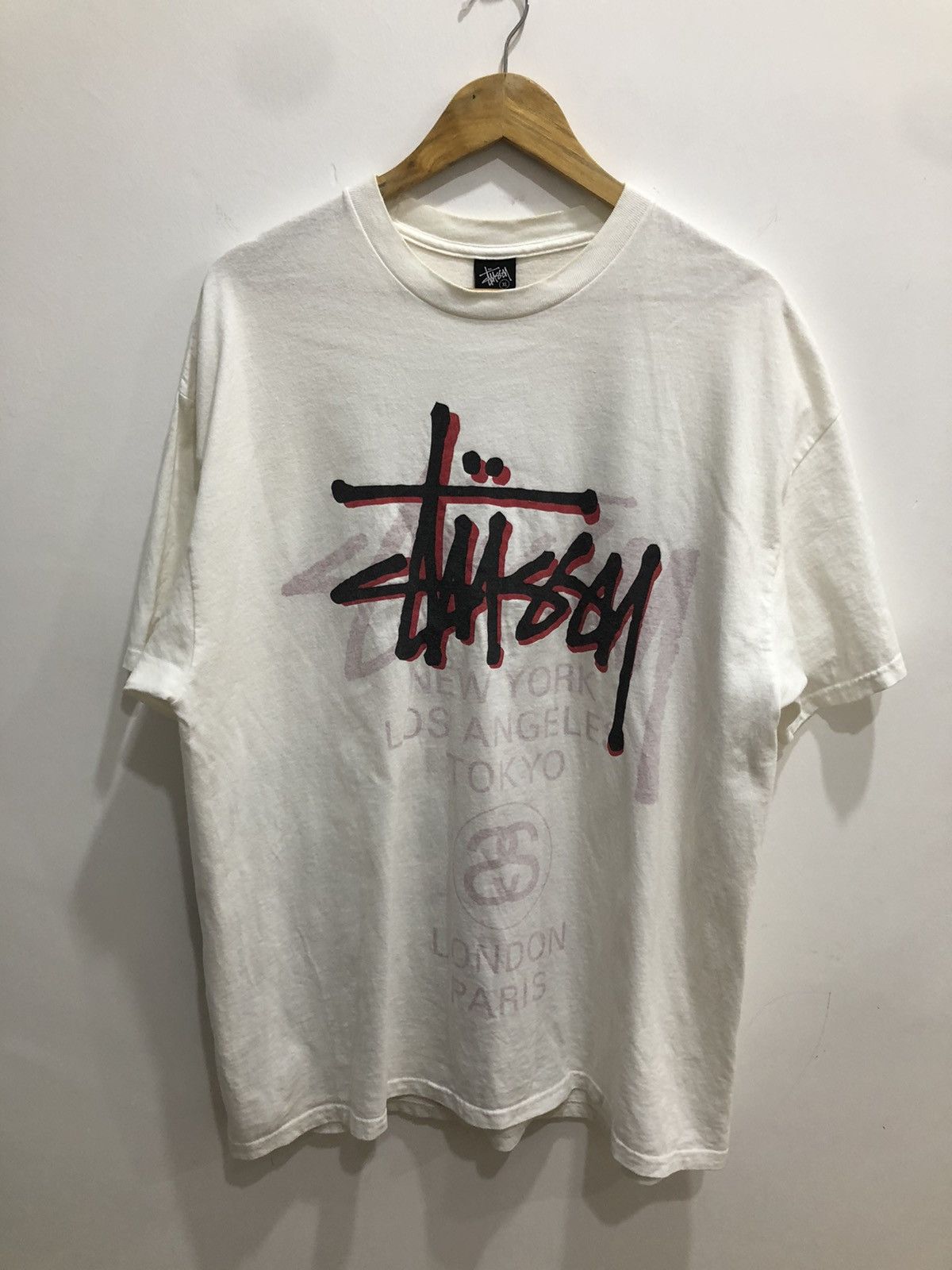 Stussy × Vintage 💥 Rare Vintage Stussy World Tour 2 In 1 T-Shira Size US XL / EU 56 / 4 - 12 Thumbnail