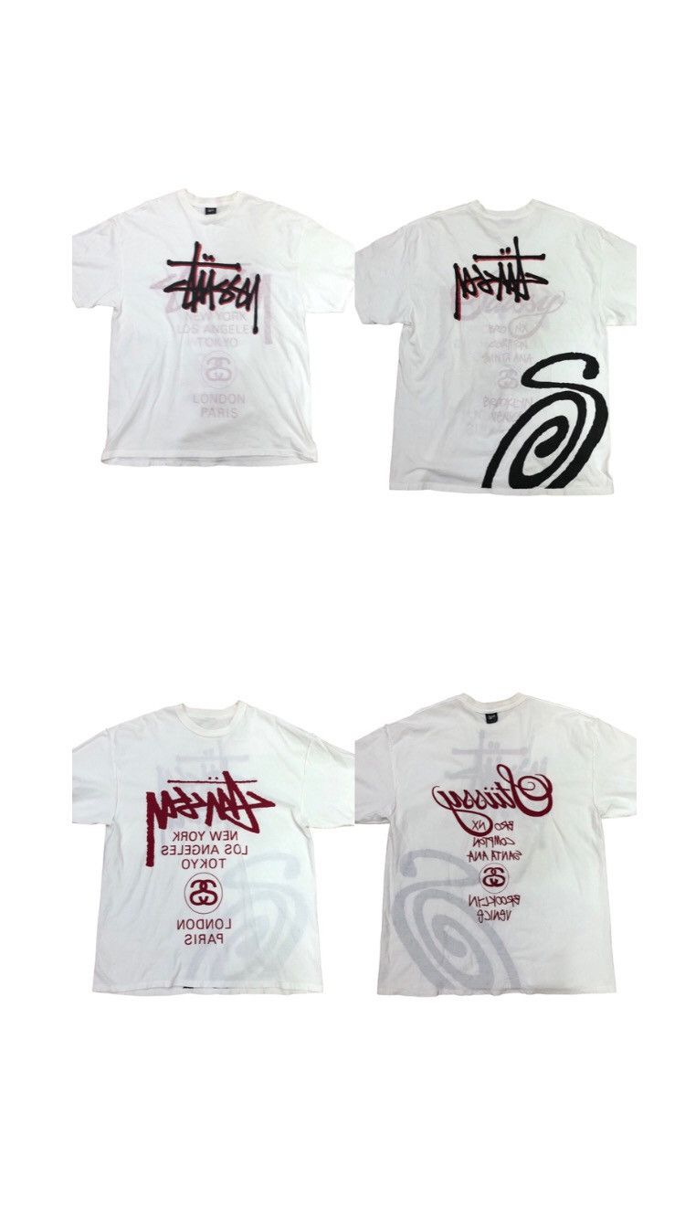 Stussy × Vintage 💥 Rare Vintage Stussy World Tour 2 In 1 T-Shira Size US XL / EU 56 / 4 - 1 Thumbnail