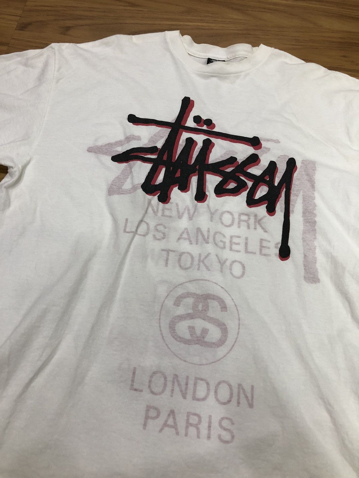 Stussy × Vintage 💥 Rare Vintage Stussy World Tour 2 In 1 T-Shira Size US XL / EU 56 / 4 - 6 Thumbnail