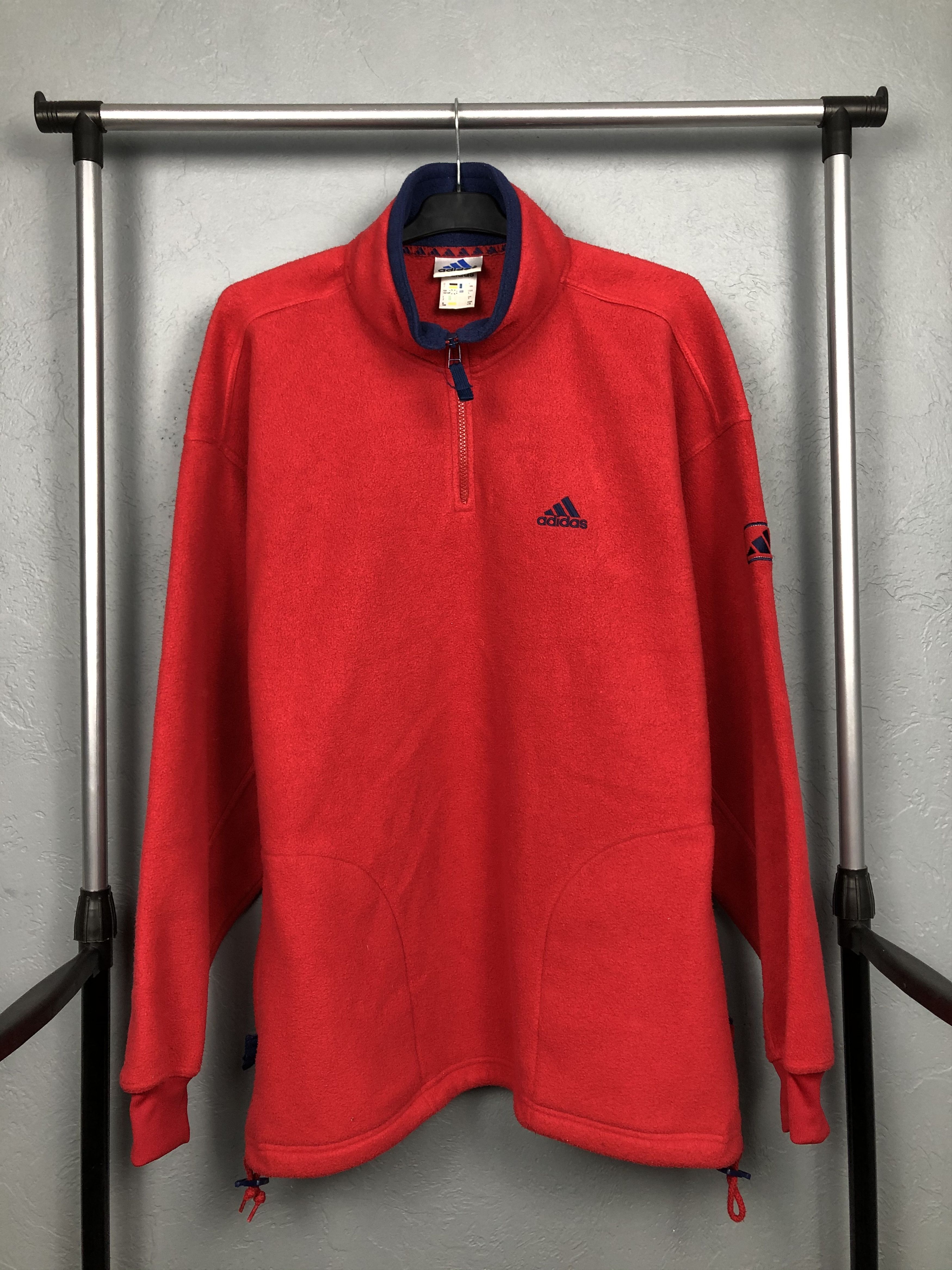 Adidas Adidas Vintage Mens Fleece Quarter 1\4 Zip Jacket Size US L / EU 52-54 / 3 - 1 Thumbnail