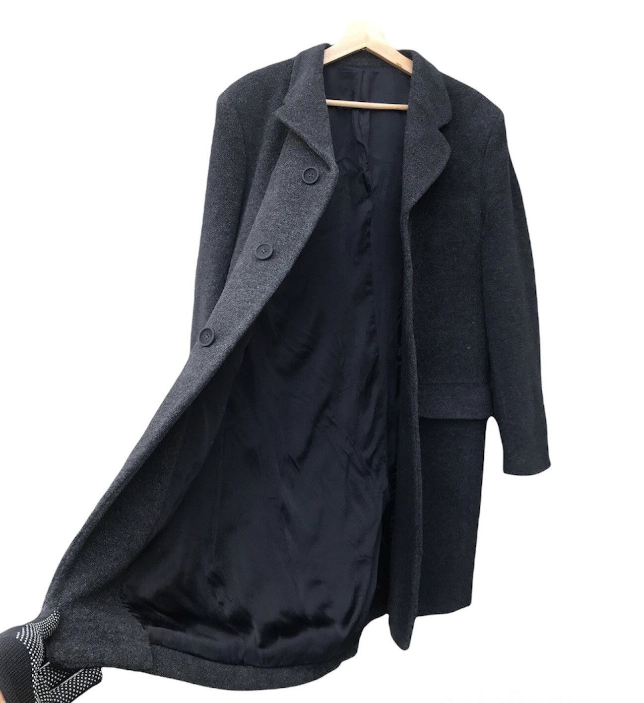 image of Designer Adolfo Dominguez Winter Collection Wool Long Jacket in Grey, Men's (Size Large)