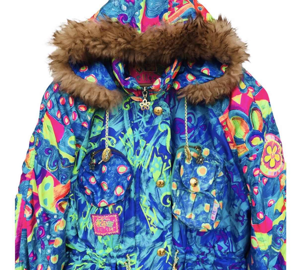 Ellesse × Goldwin Ellesse Women multicolor winter ski jacket fur trimmed Size ONE SIZE - 4 Thumbnail