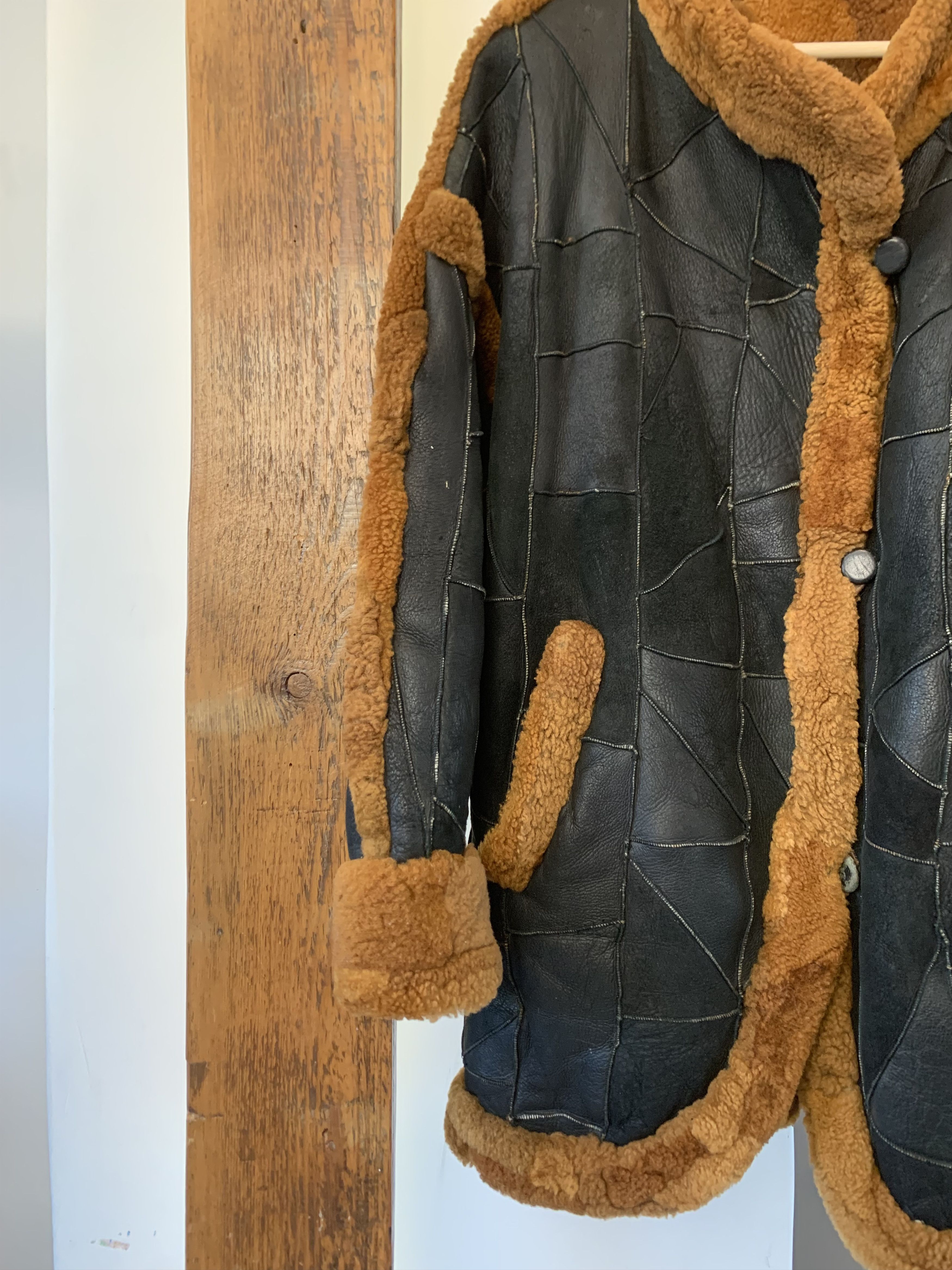 Other 80s/90s Patchwork Sherpa Jacket Mink fur Long Coat Size US M / EU 48-50 / 2 - 4 Thumbnail