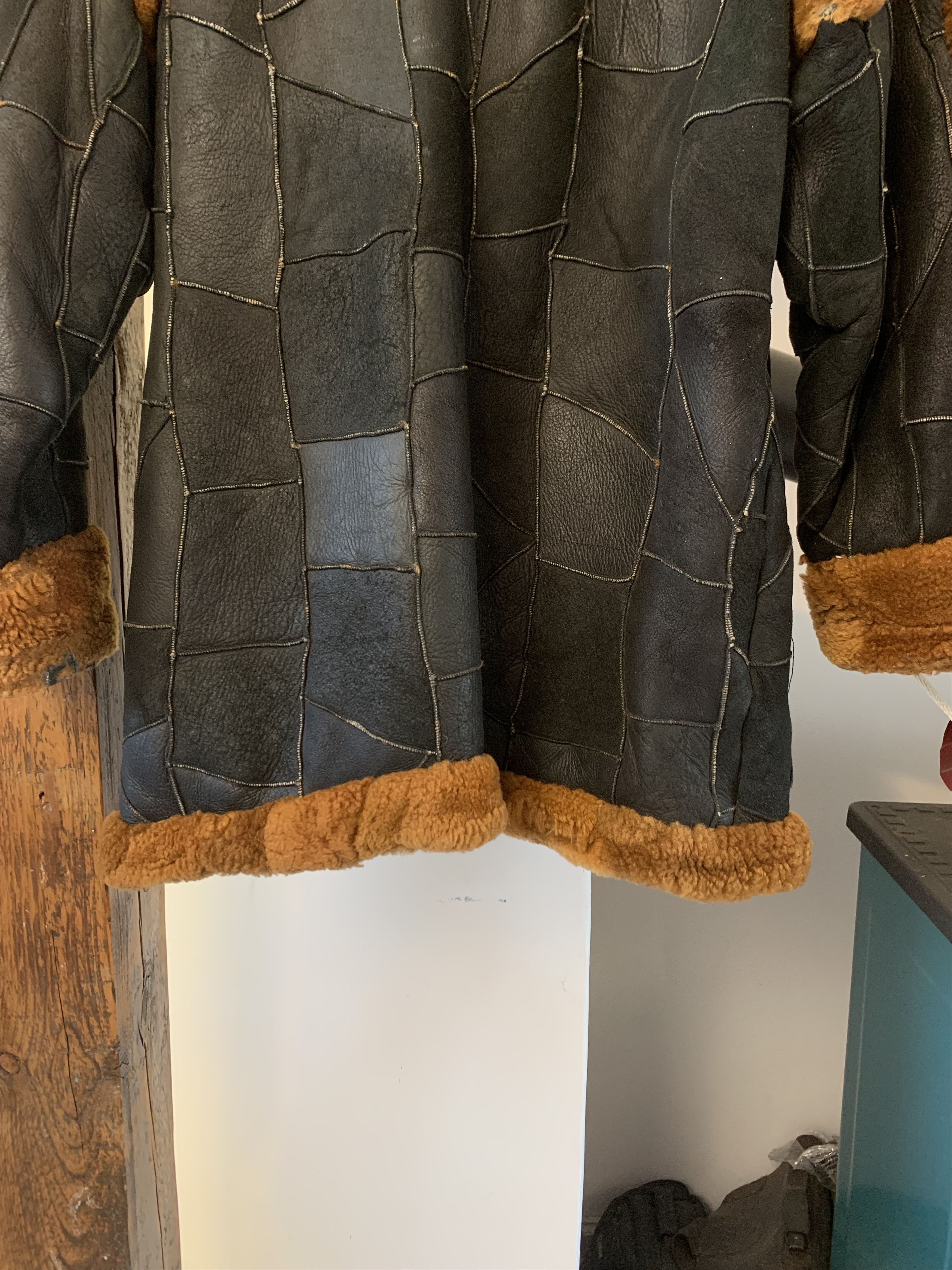 Other 80s/90s Patchwork Sherpa Jacket Mink fur Long Coat Size US M / EU 48-50 / 2 - 10 Thumbnail