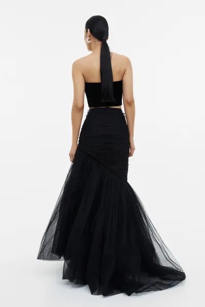 スカート MAGDA BUTRYM SS23 Asymmetrical long skirt (240423 BLACK) Asymmetrical pearl maxi skirt in black